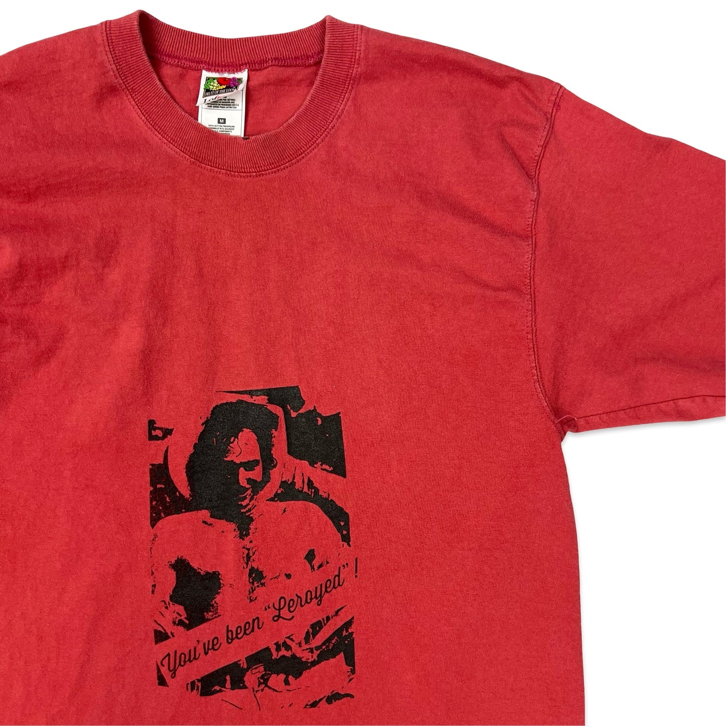 Vintage 90s Fruit of the Loom "Leroyed" Red Graphic Tee S