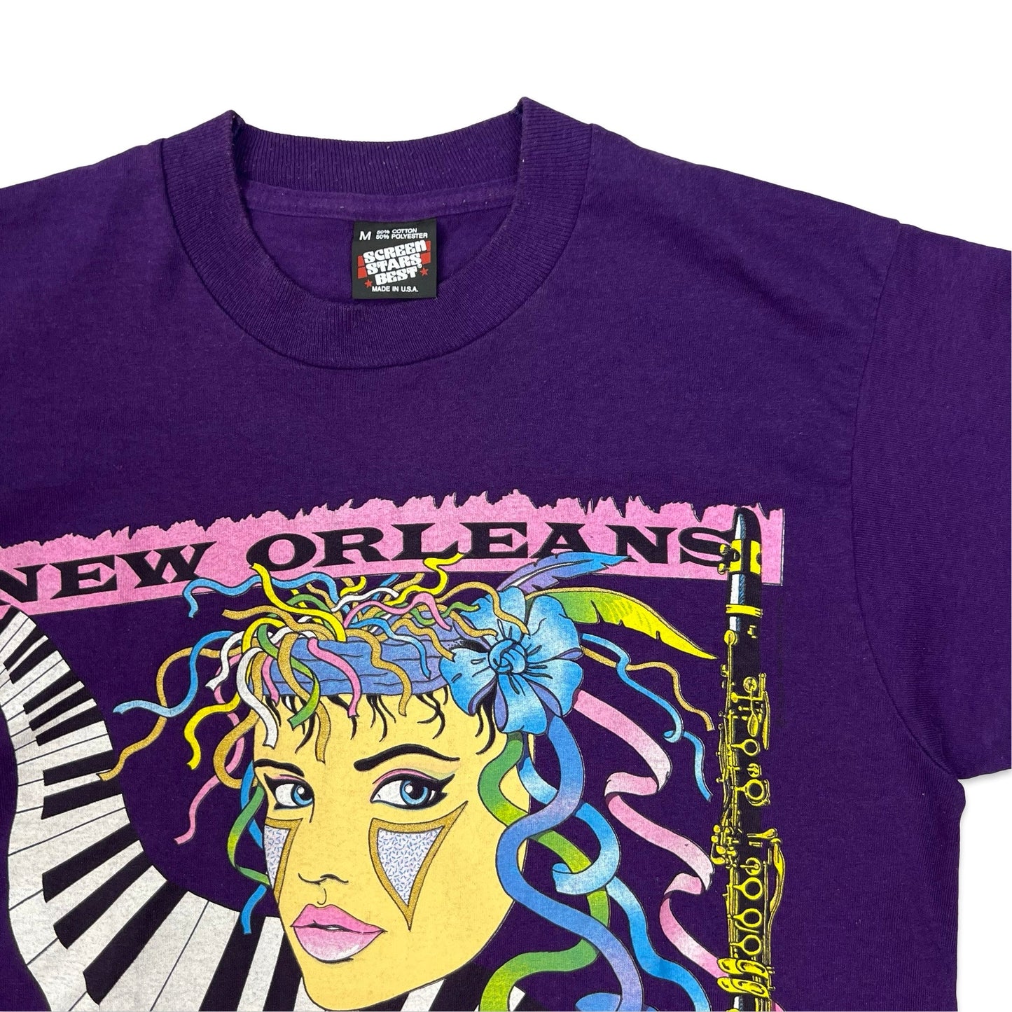 Vintage 90s Screen Stars "New Orleans" Purple Graphic Tee S