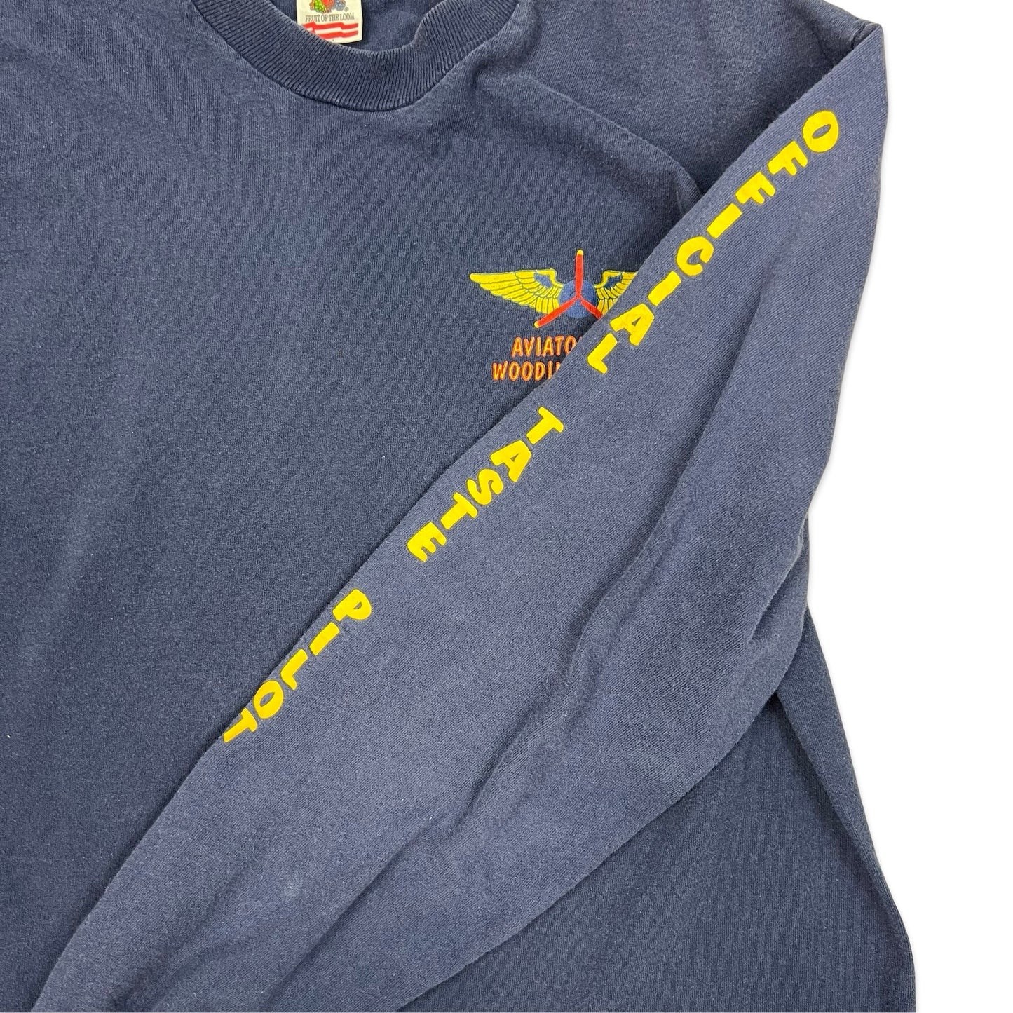 Vintage 90s Fruit of the Loom "Aviator Ale" Navy Long Sleeve Tee L