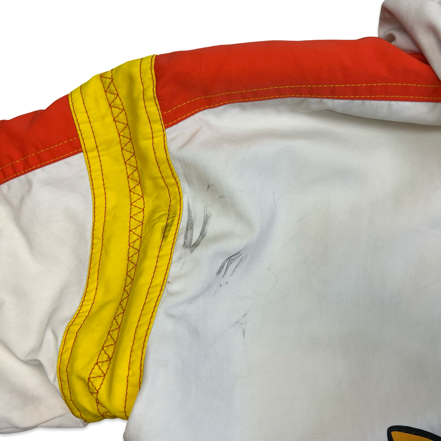 Vintage 90s RARE Fablice Donald Duck Thinsulate White & Orange Hooded Ski Jacket S