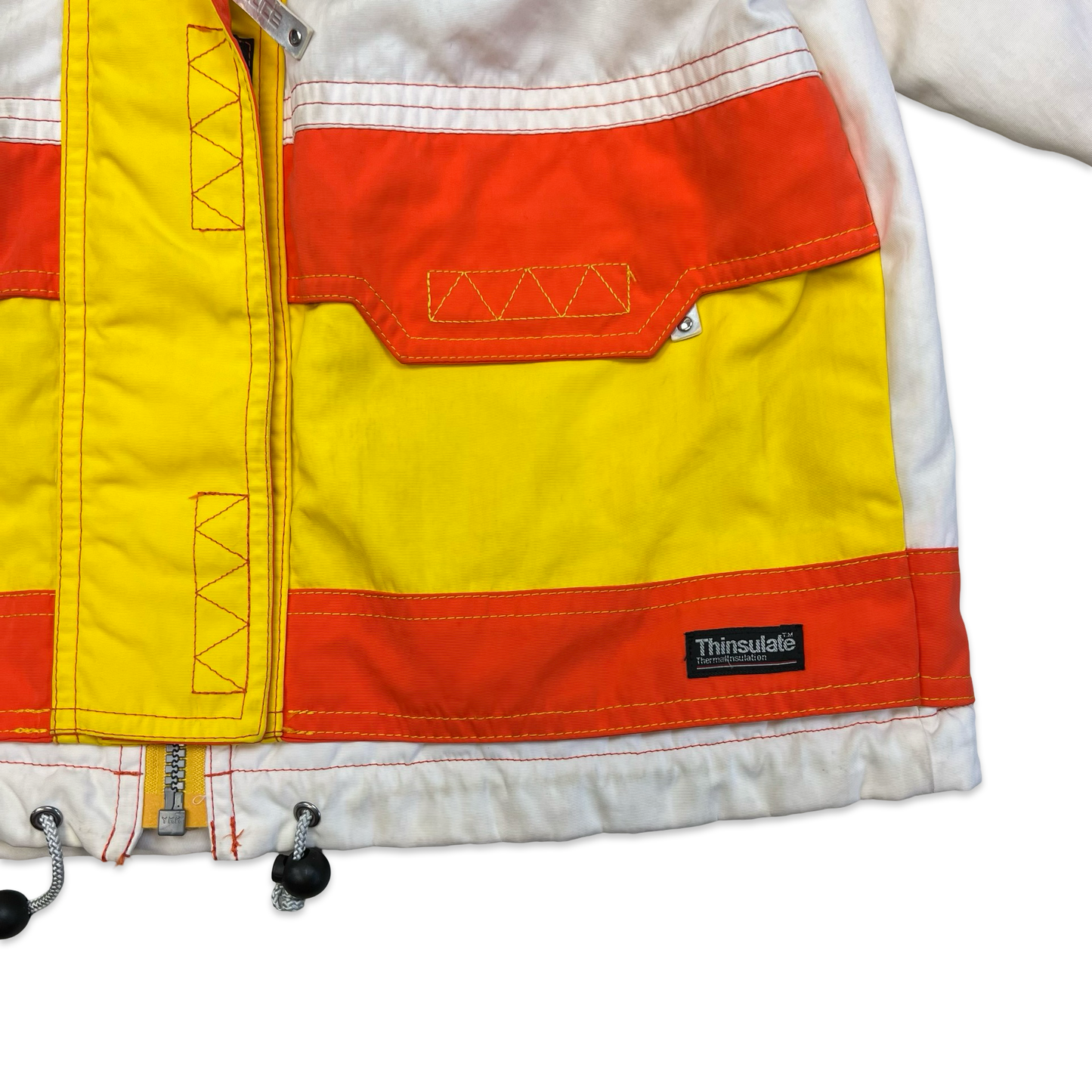 Vintage 90s RARE Fablice Donald Duck Thinsulate White & Orange Hooded Ski Jacket S
