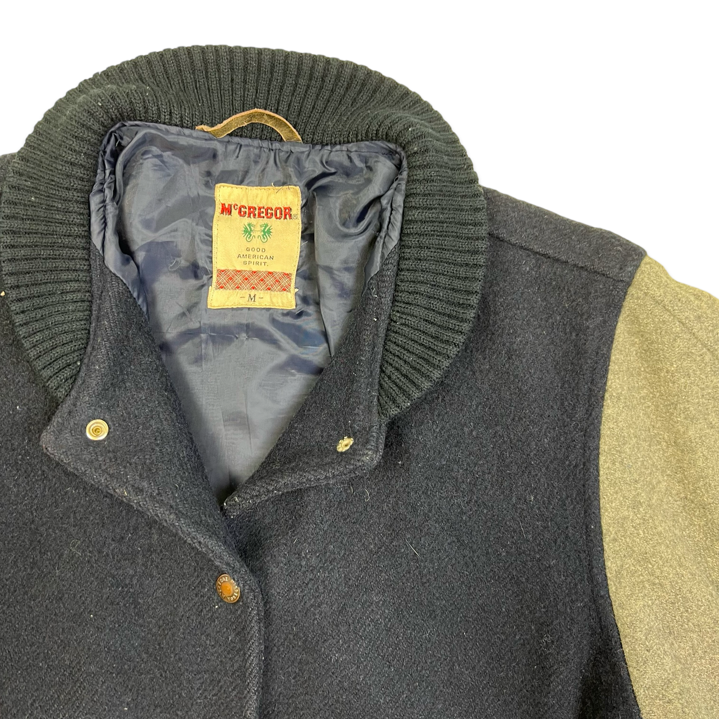 Vintage RARE McGregor Navy & Grey Wool Varsity Jacket S