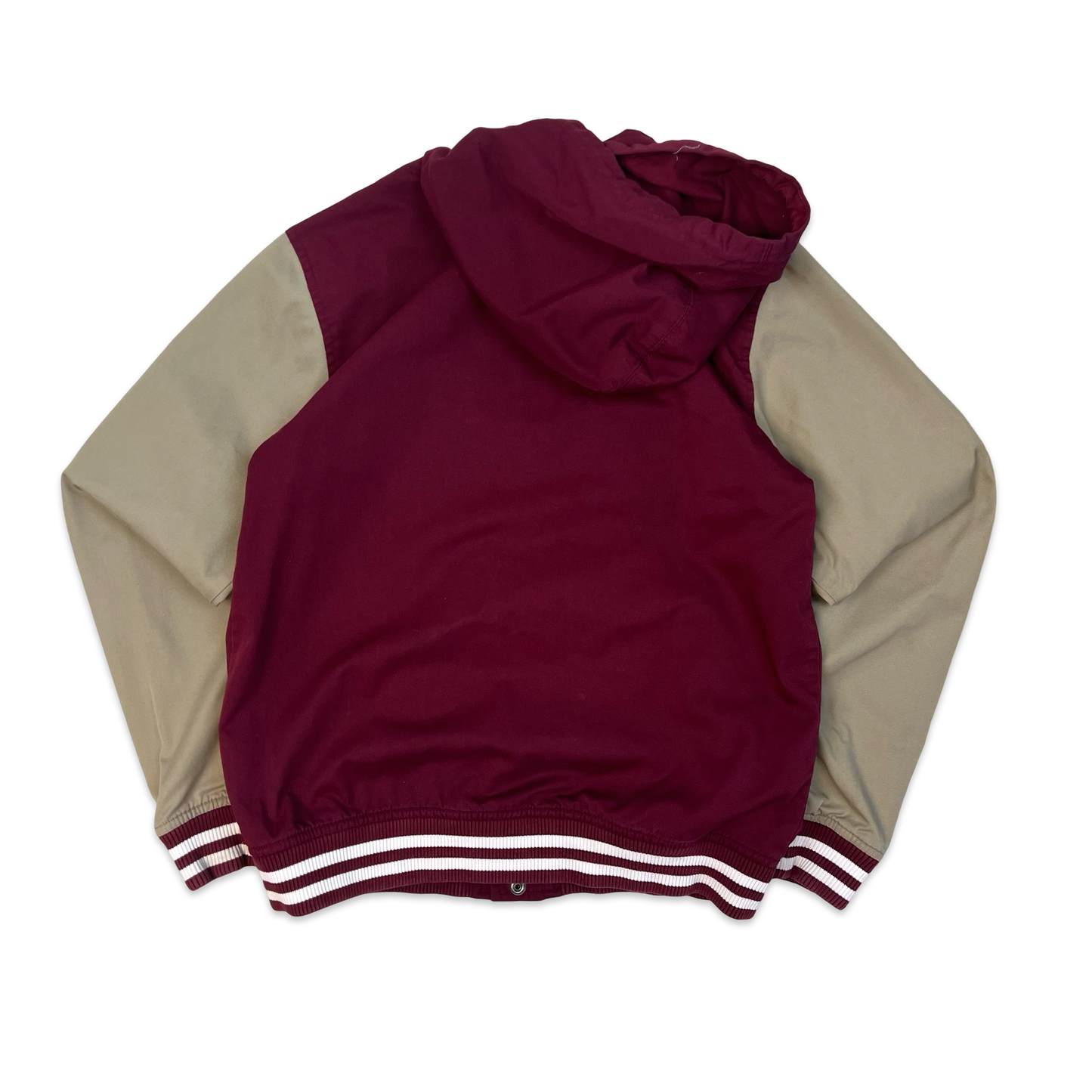 Carhartt Red & Beige Hooded Varsity Jacket Windbreaker S