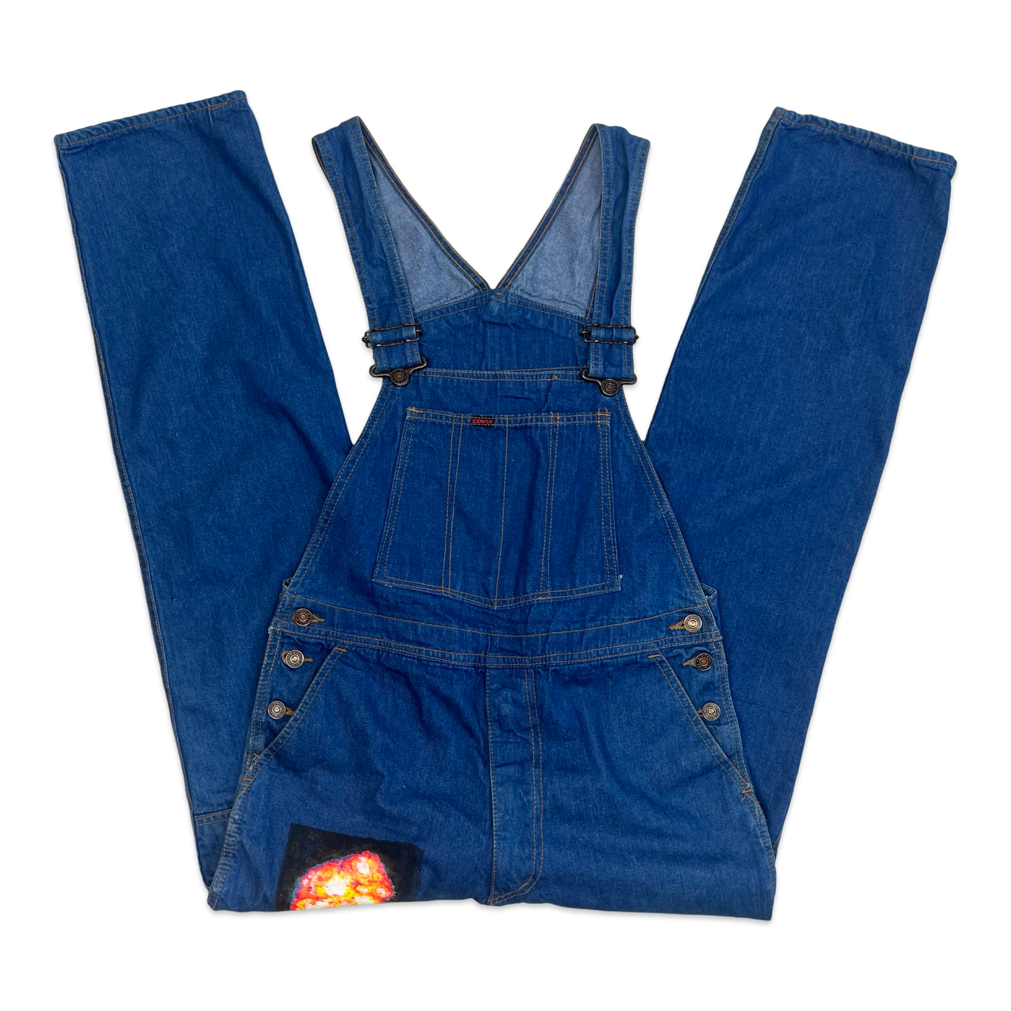 Vintage 80s 90s Edwin Customised Hand Painted Dungarees 30W 32L