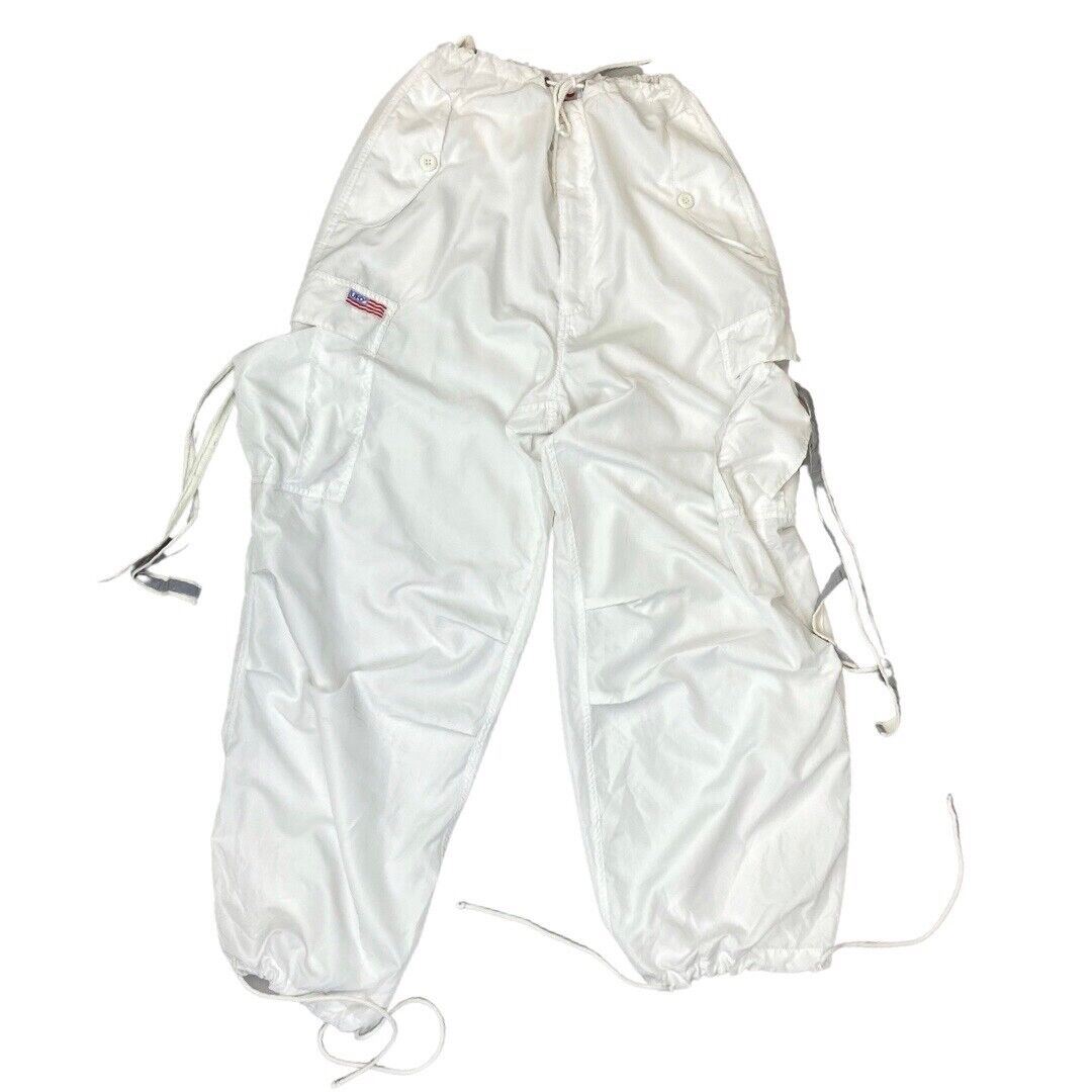 Vintage Y2K White UFO Parachute Cargo Trousers 12 14 M
