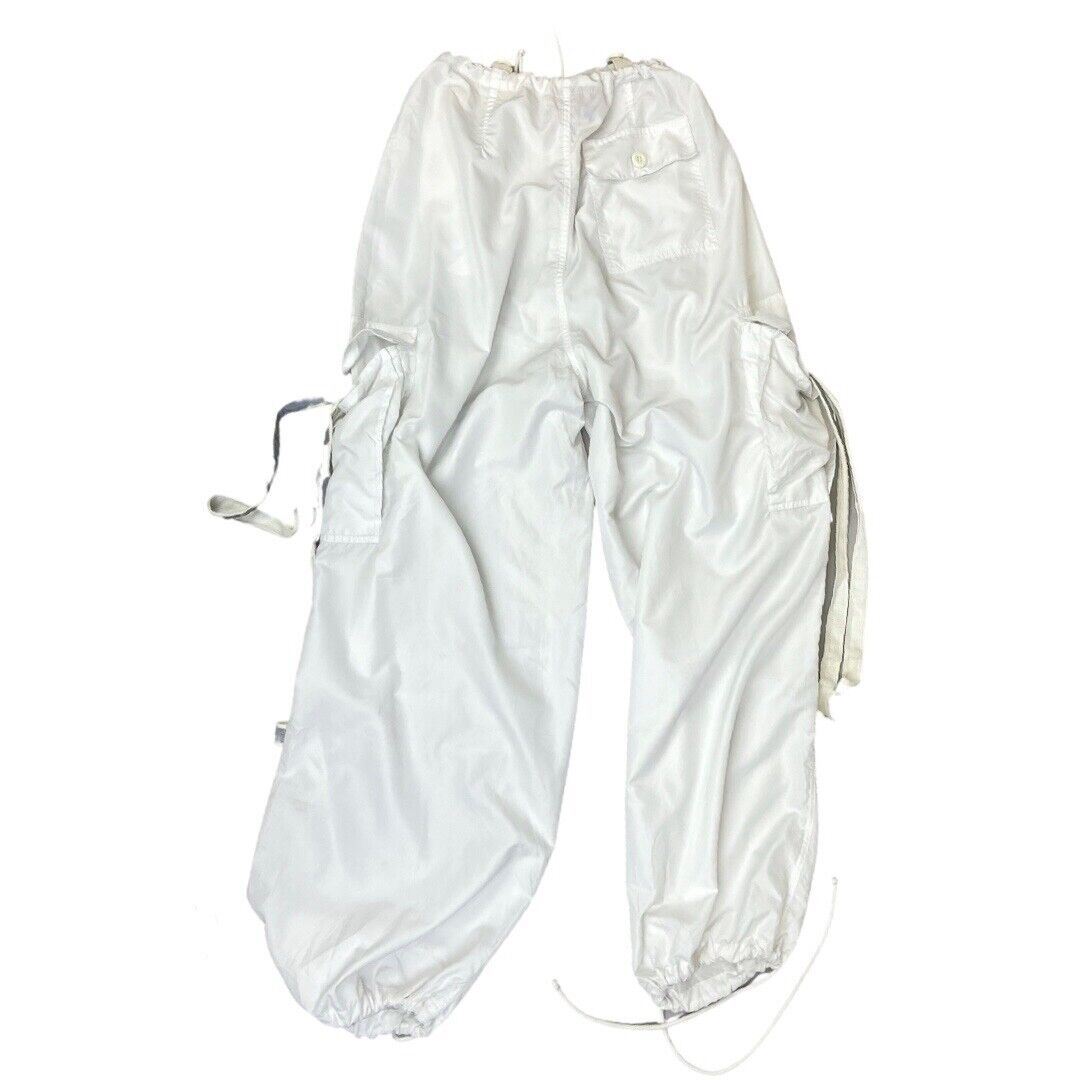Vintage Y2K White UFO Parachute Cargo Trousers 12 14 M