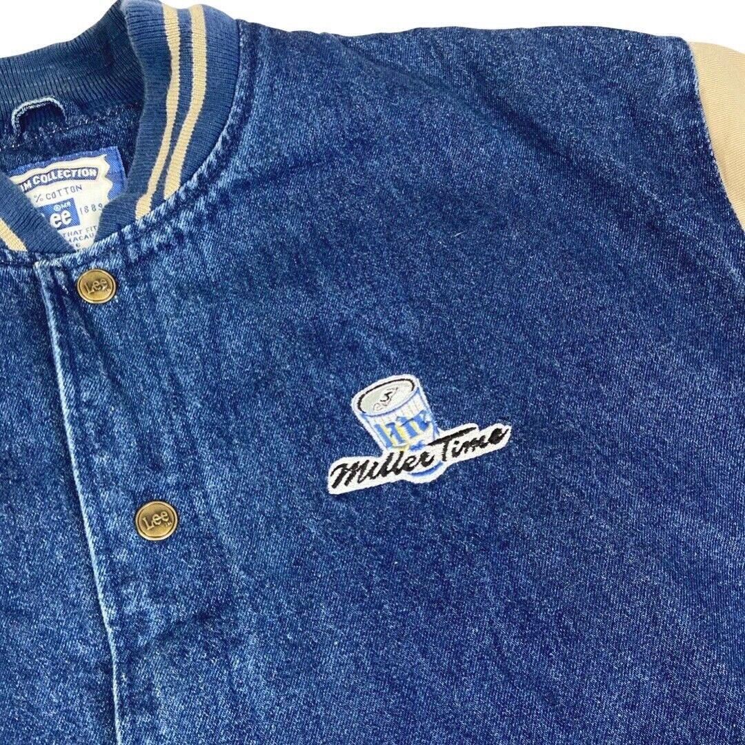 Vintage 90s Green Bay Packers Lee Denim Embroidered Varsity Jacket XXL