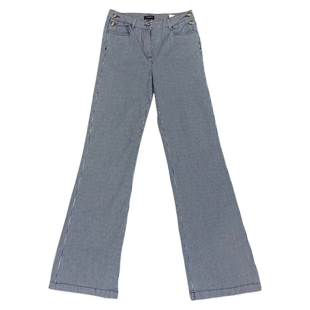 Vintage 90s Y2K Blue White Striped High Rise Straight Leg Jeans 8 S