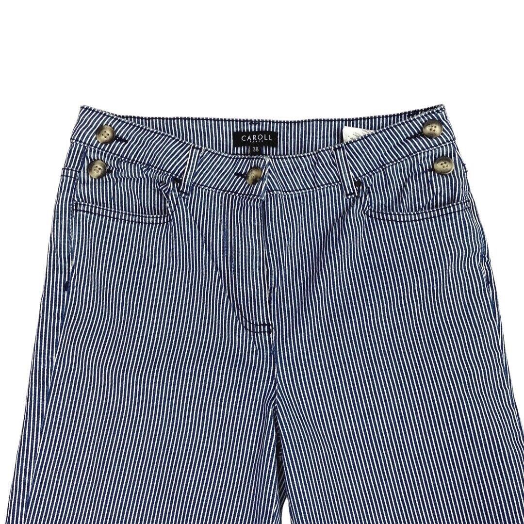 Vintage 90s Y2K Blue White Striped High Rise Straight Leg Jeans 8 S