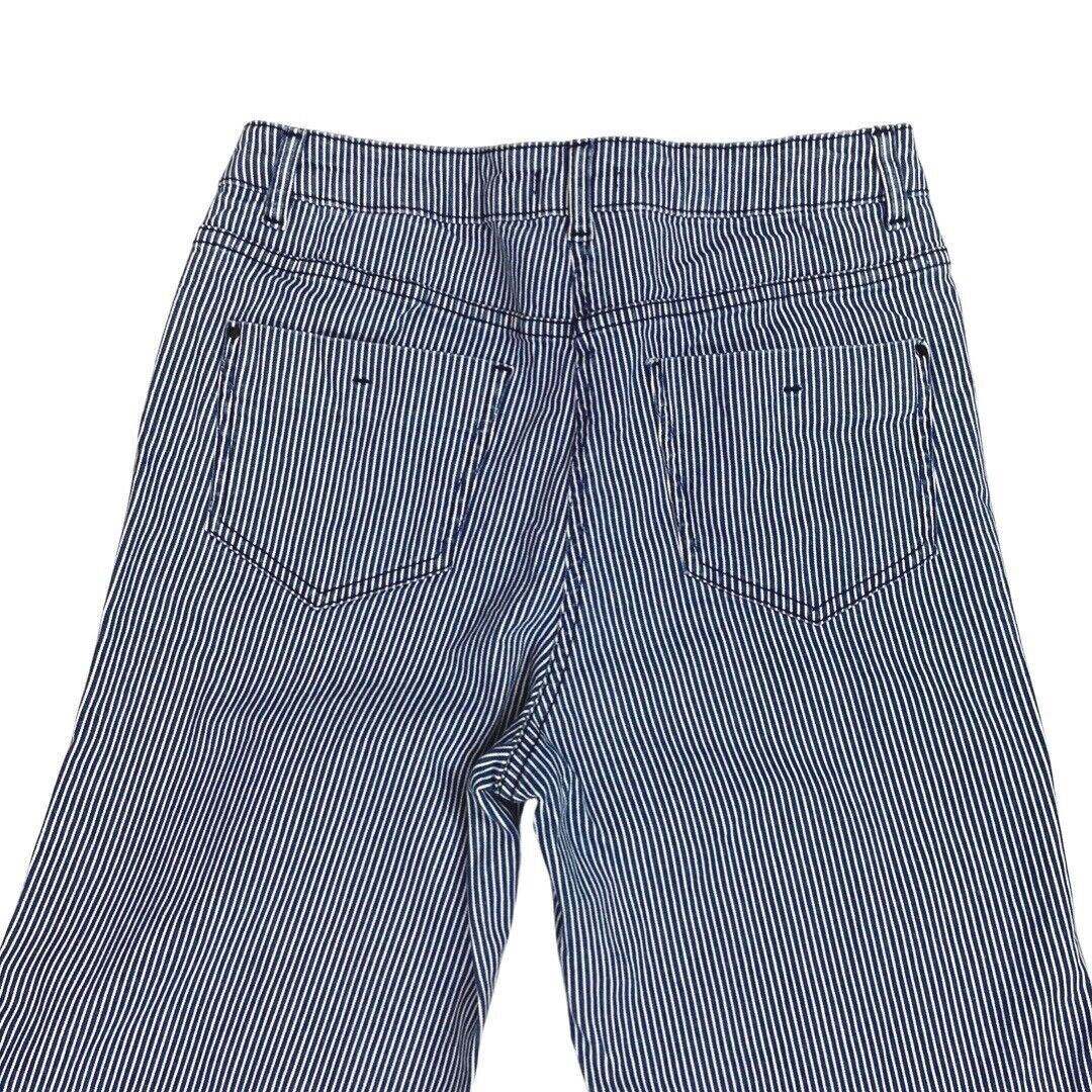 Vintage 90s Y2K Blue White Striped High Rise Straight Leg Jeans 8 S