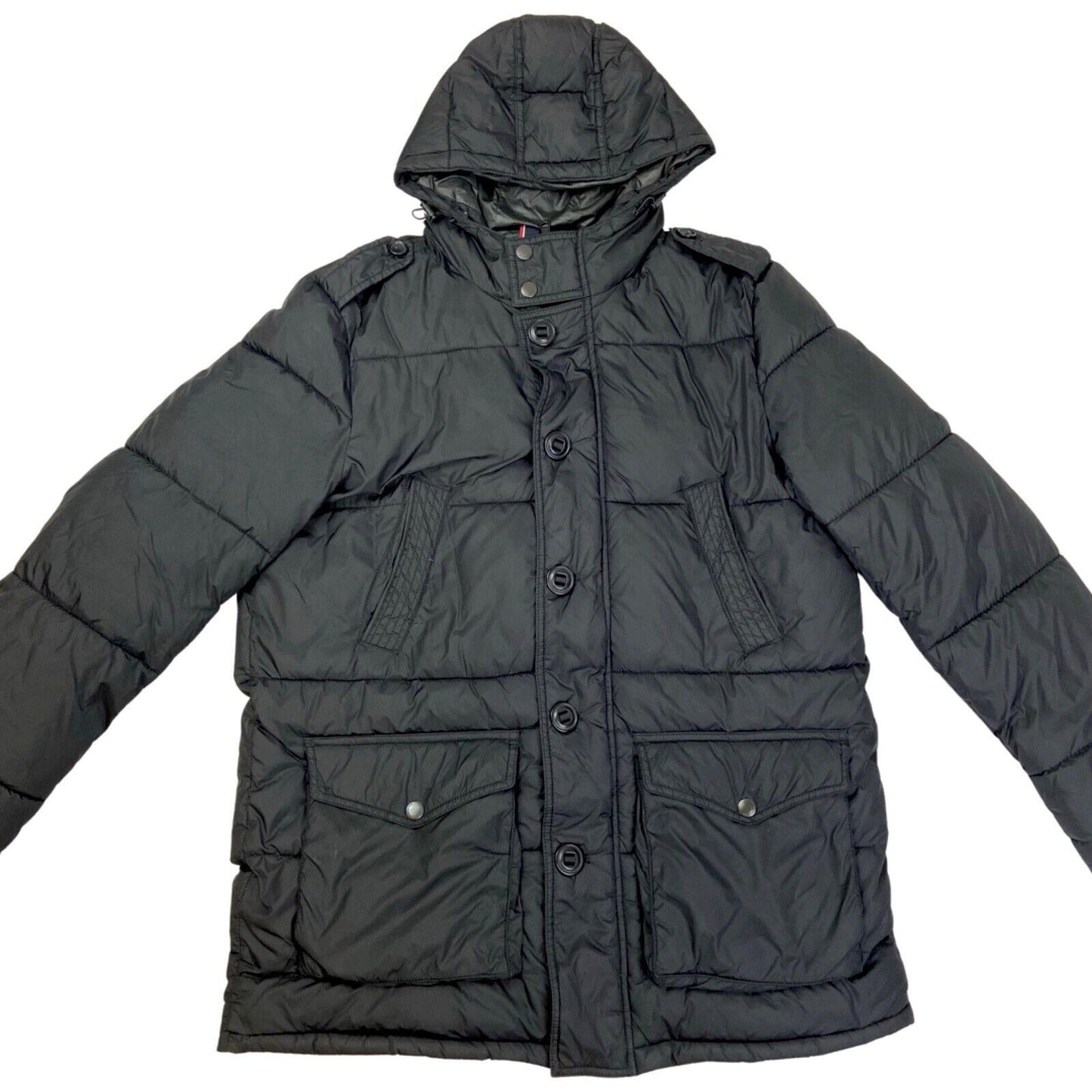 Vintage 90s 00s Black Tommy Hilfiger Puffa Jacket XL