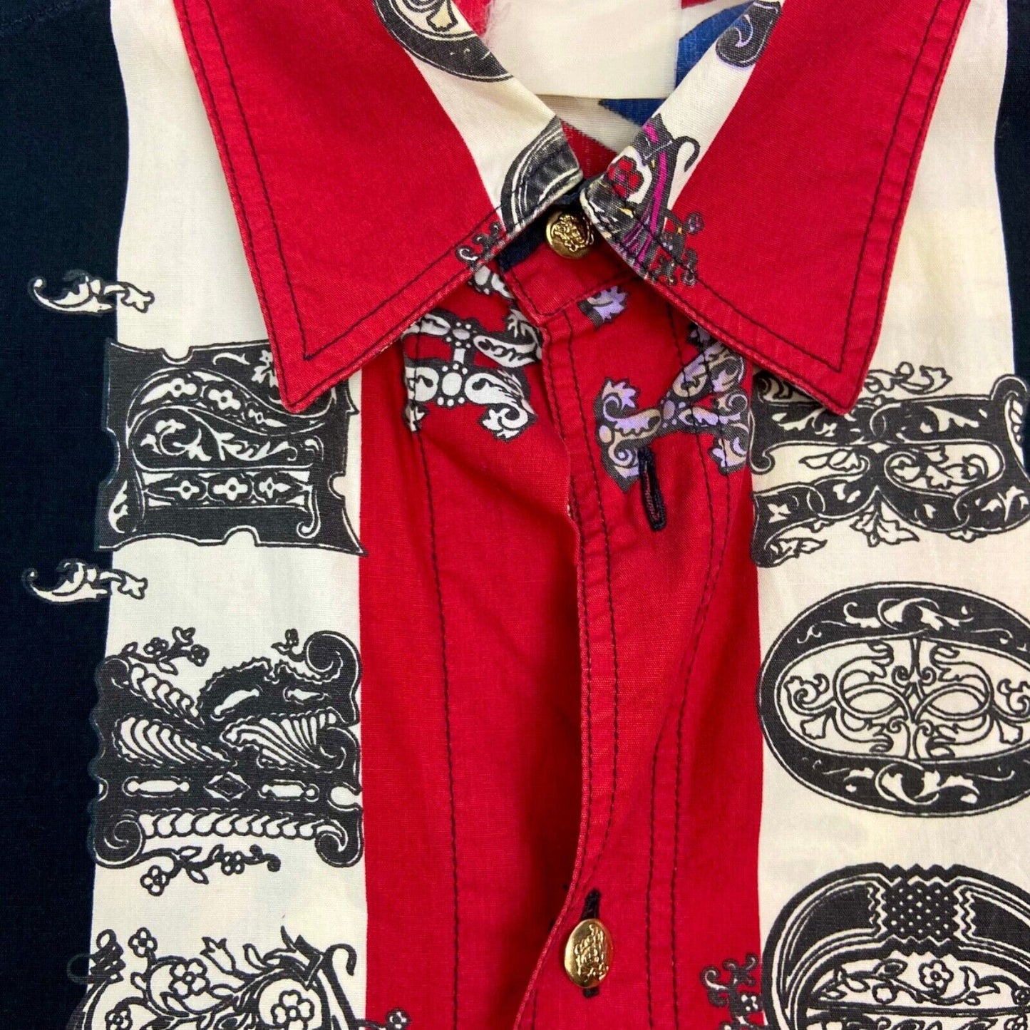 Vintage Super Rare 90s Red Versace Beatles Sex Pistols Button Down Shirt XL