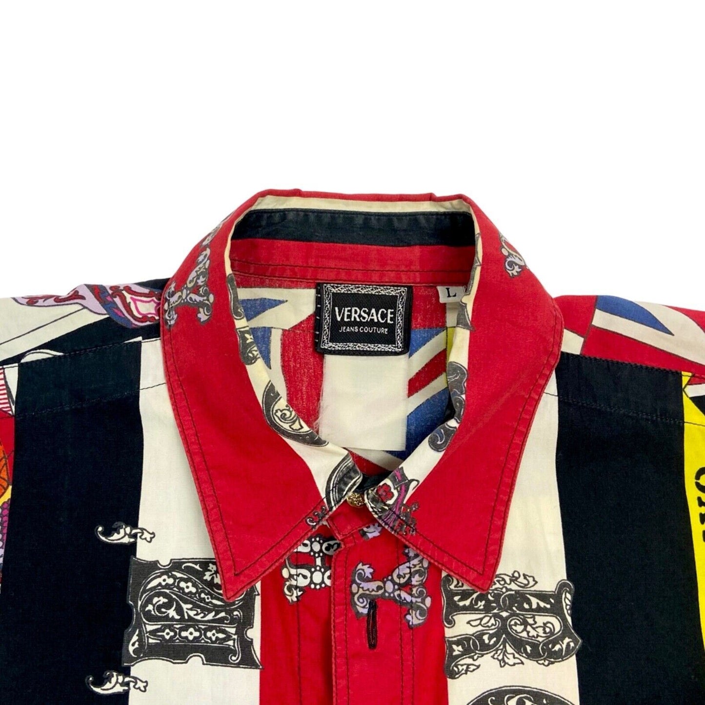 Vintage Super Rare 90s Red Versace Beatles Sex Pistols Button Down Shirt XL