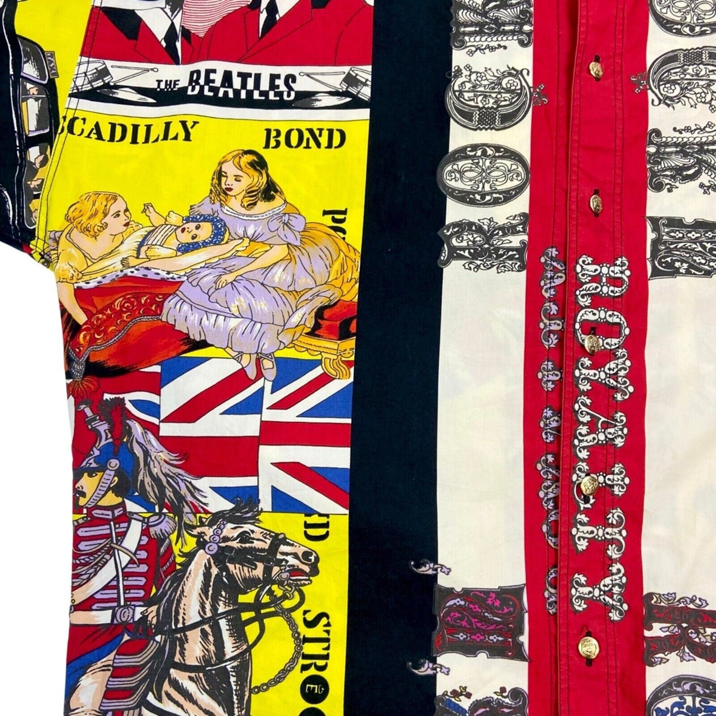 Vintage Super Rare 90s Red Versace Beatles Sex Pistols Button Down Shirt XL