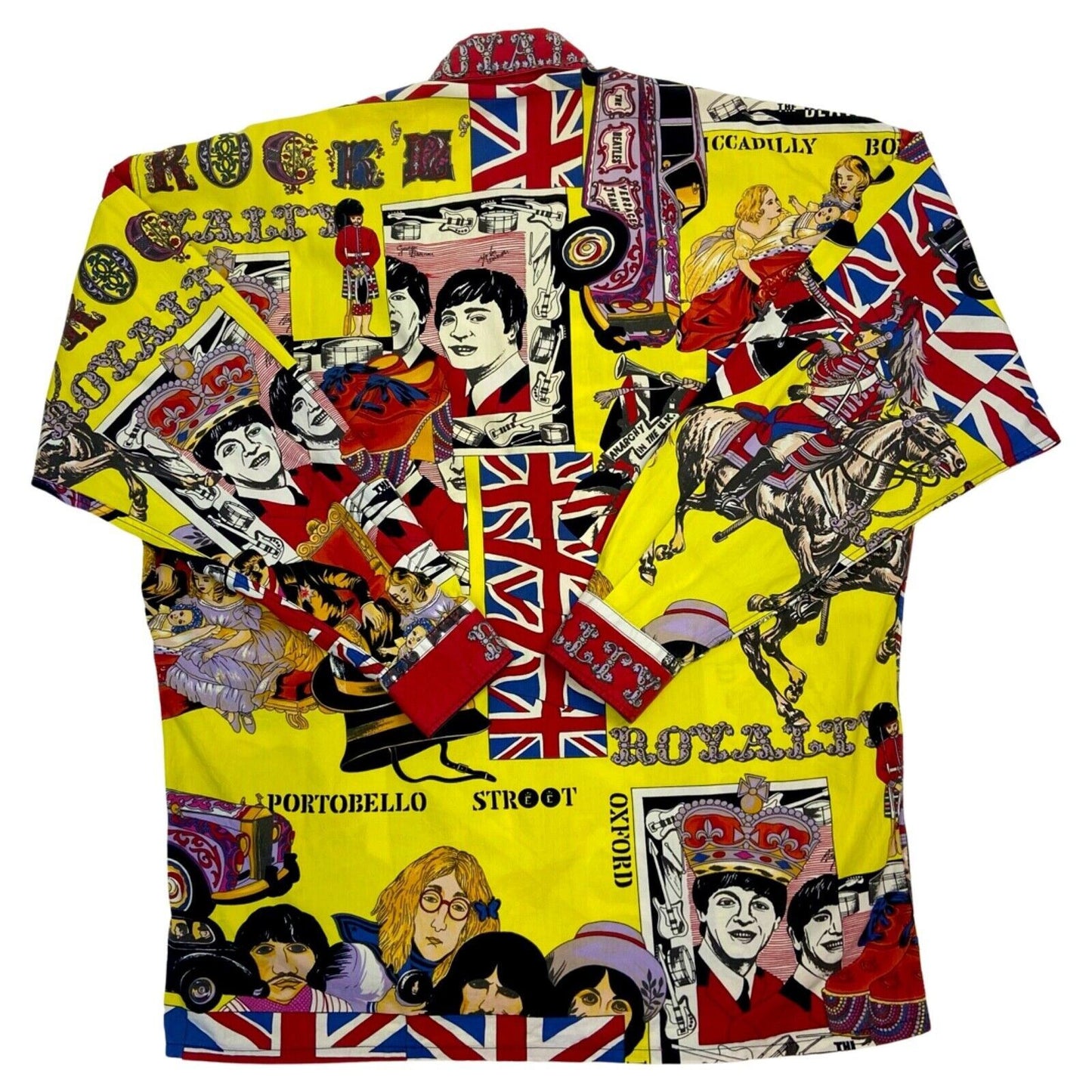 Vintage Super Rare 90s Red Versace Beatles Sex Pistols Button Down Shirt XL