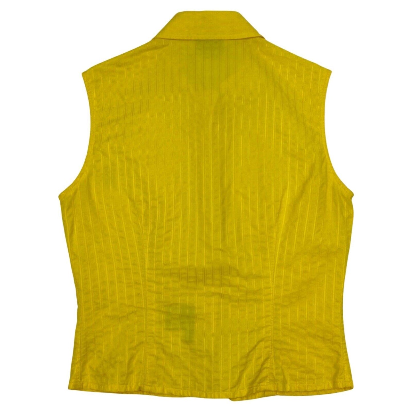 Vintage 90s Yellow Versace Cropped Button Down Shirt 12 14 M
