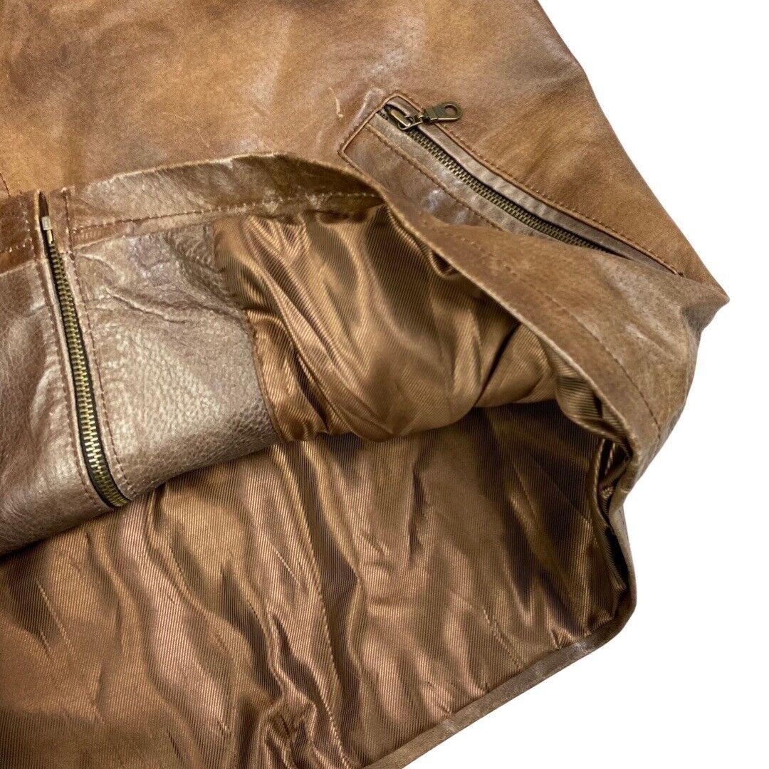 Vintage 90s Brown Leather Zip Down Jacket L