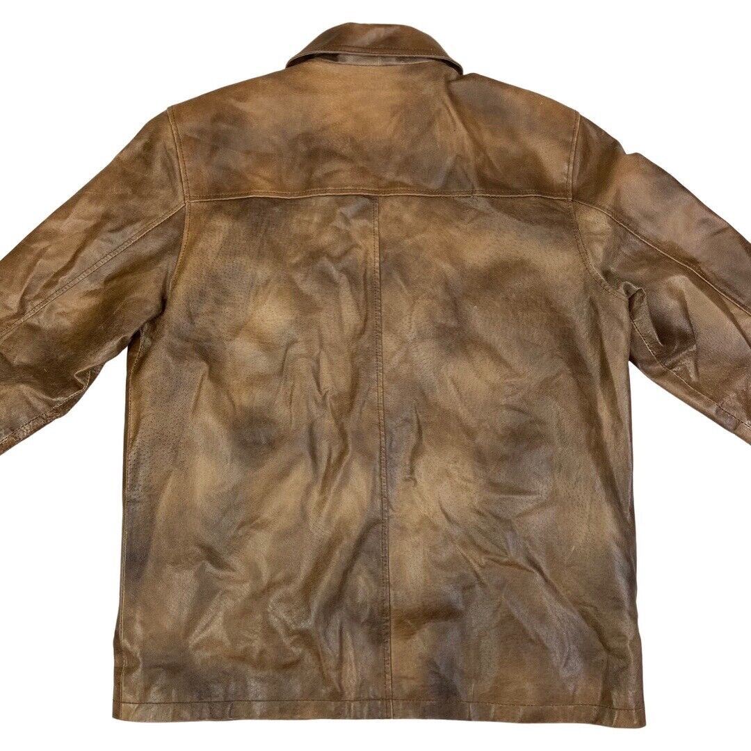 Vintage 90s Brown Leather Zip Down Jacket L