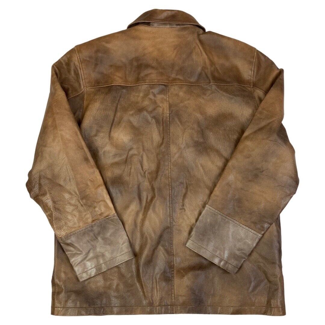 Vintage 90s Brown Leather Zip Down Jacket L