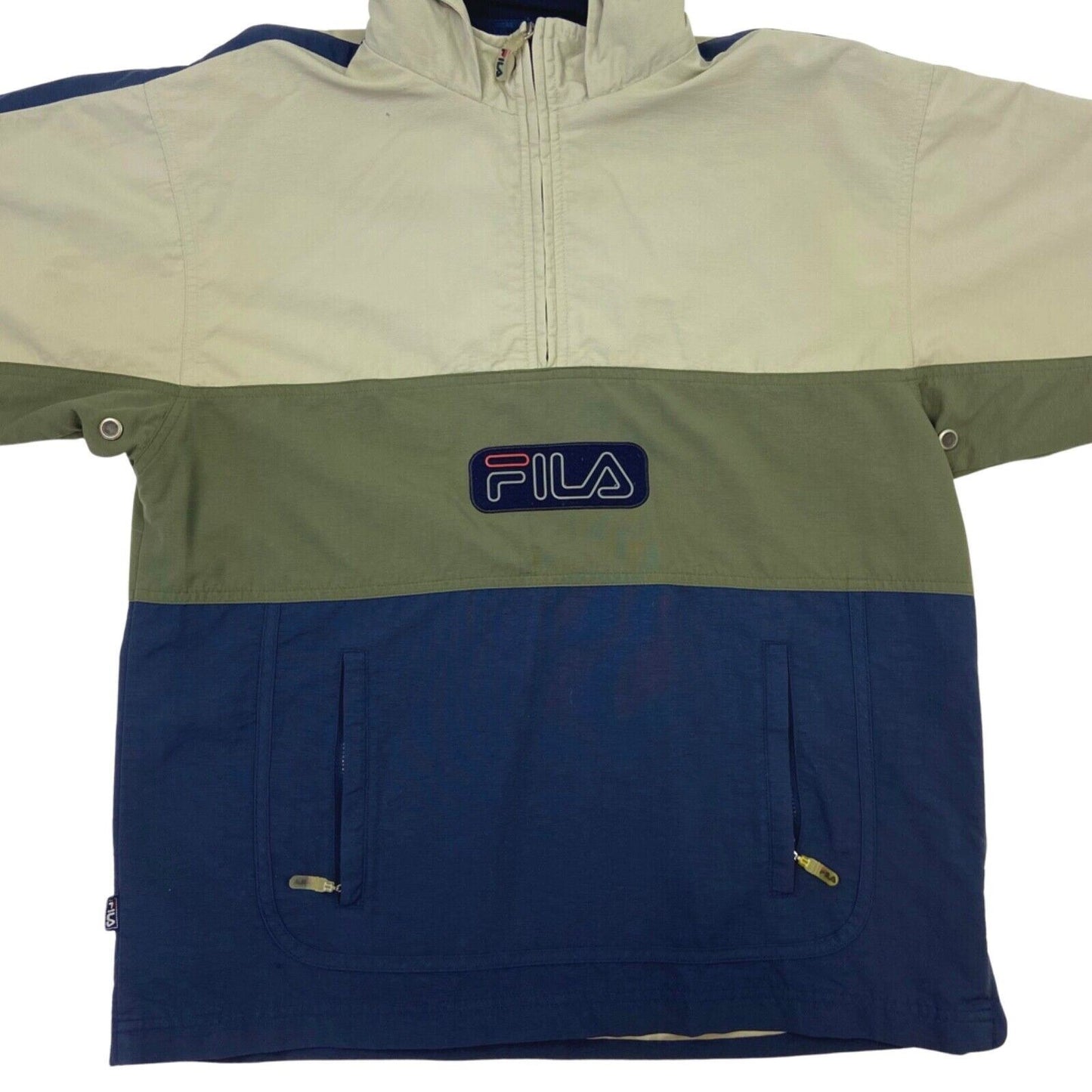 Vintage 90s Khaki Navy Fila 1/4 Zip Jacket L