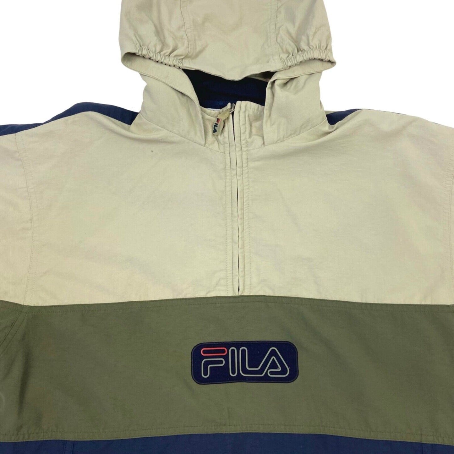 Vintage 90s Khaki Navy Fila 1/4 Zip Jacket L