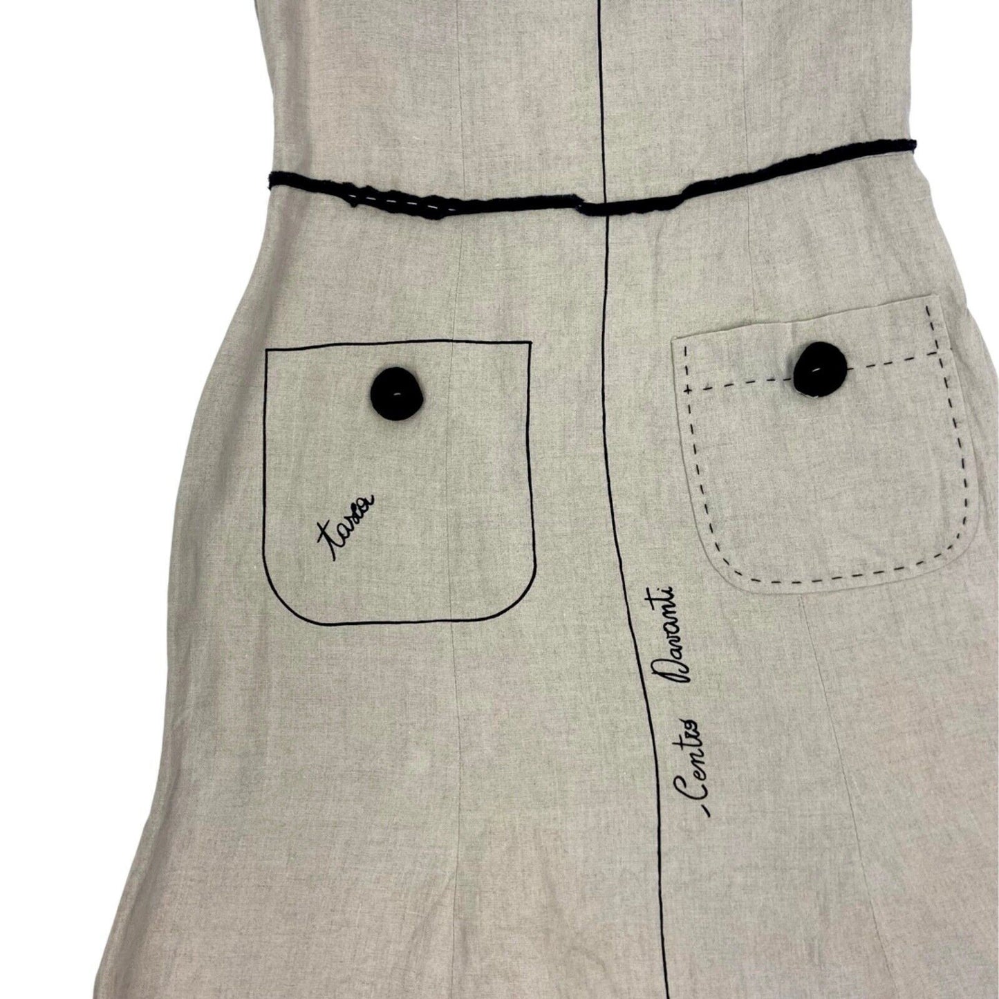Vintage Rare 90s Moschino Ceci N'est Pas Haute Couture Sloper Dress 10 S