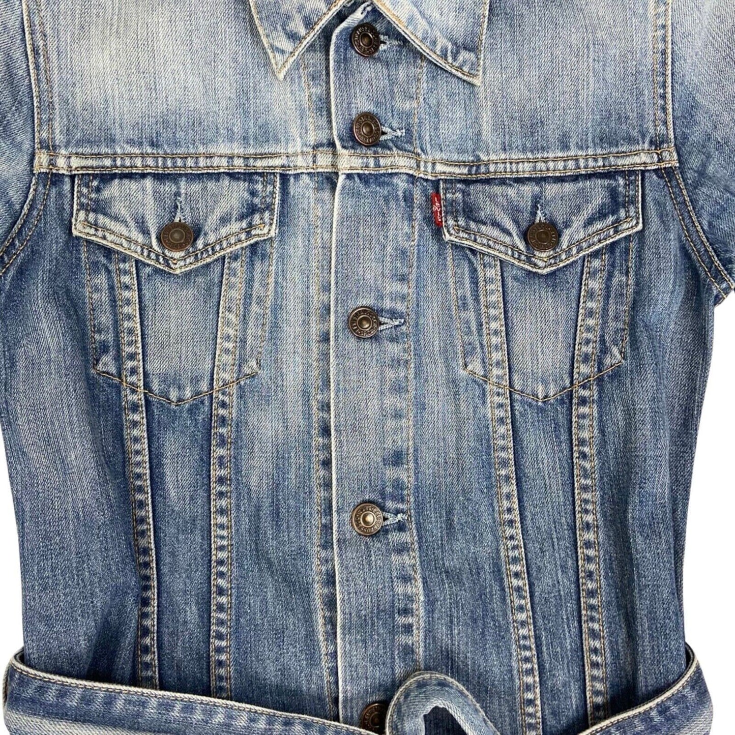 Vintage 90s 00s Blue Levi’s For Girls Button Down Denim Dress 8 10 S