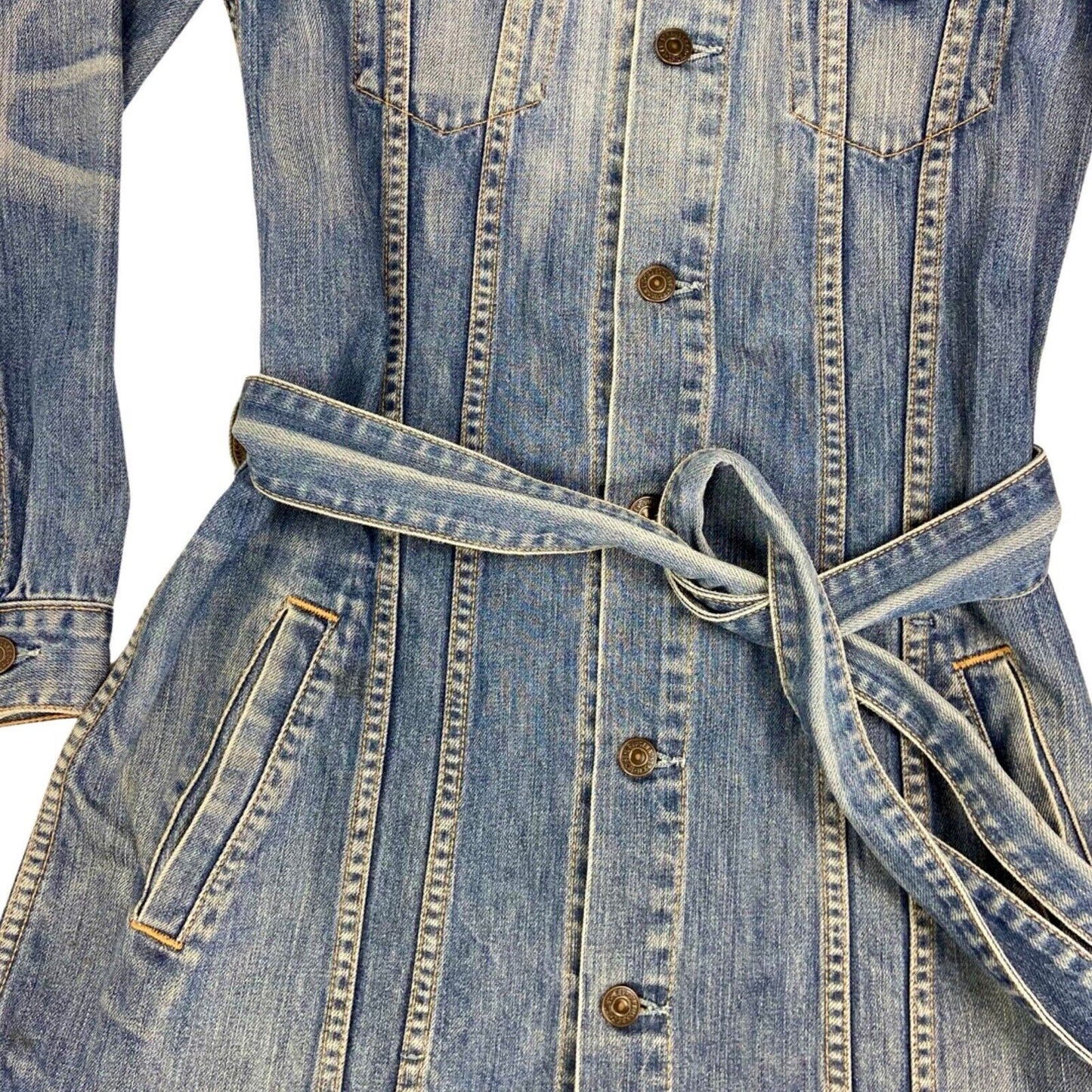 Vintage 90s 00s Blue Levi’s For Girls Button Down Denim Dress 8 10 S