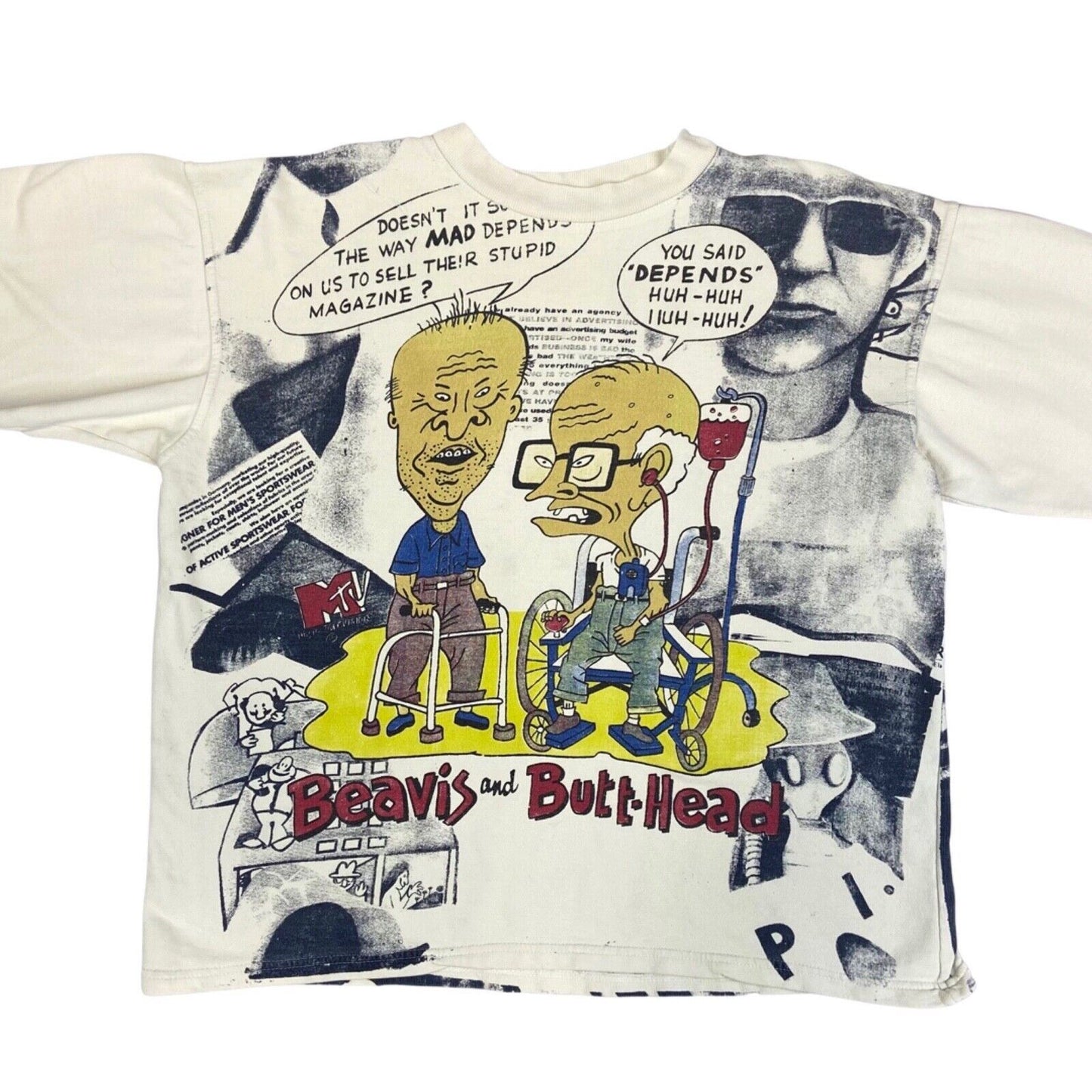 Vintage Super Rare 90s MTV Bevis and Butthead Long Sleeve Graphic T-shirt XL
