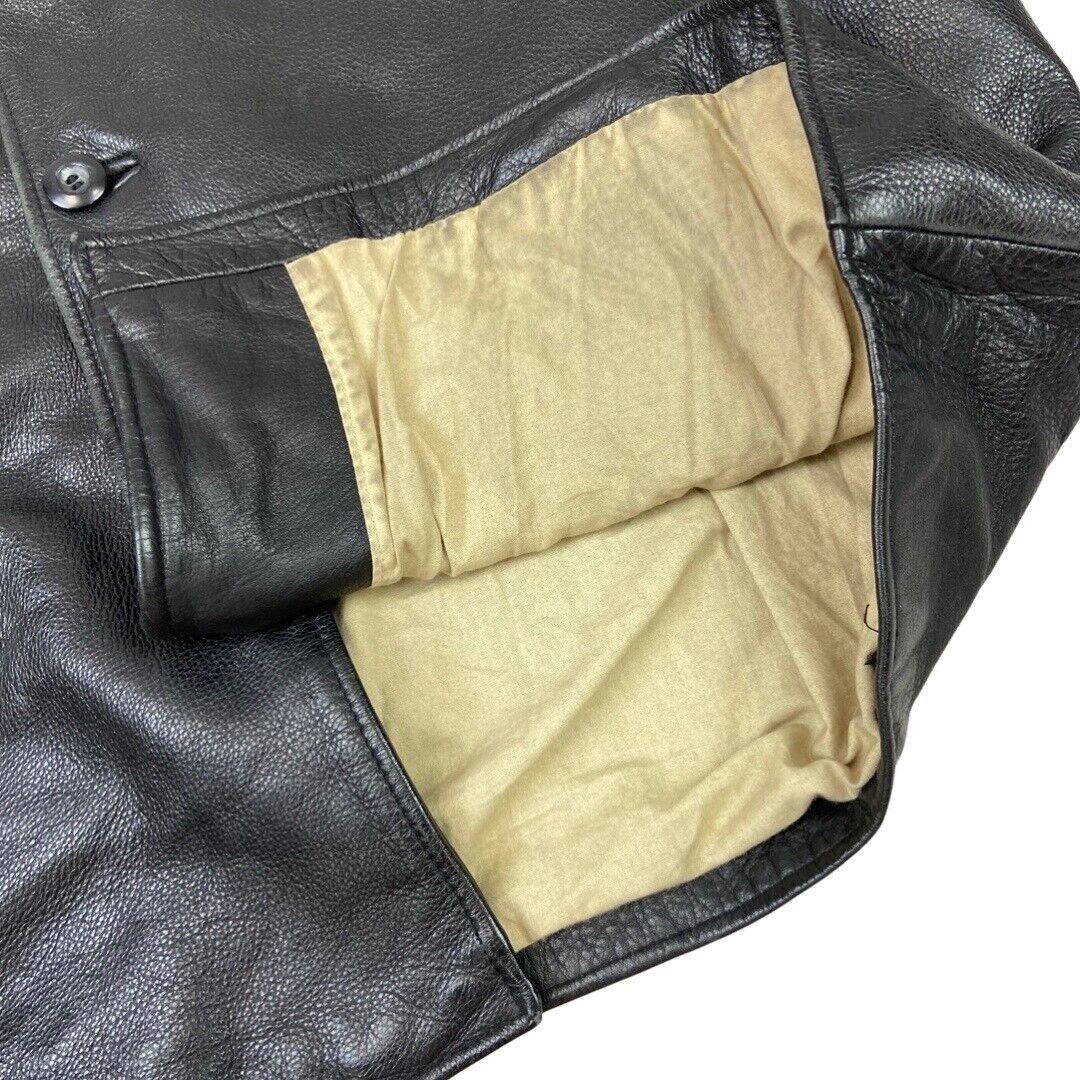 Vintage 90s Black Button Down Leather Jacket XXL