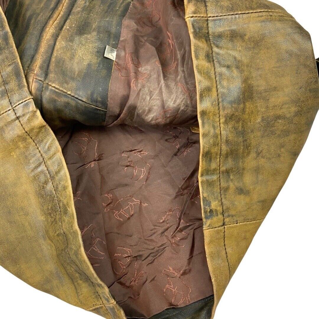 Vintage 90s Brown Multi-toned Leather Zip Down Jacket L