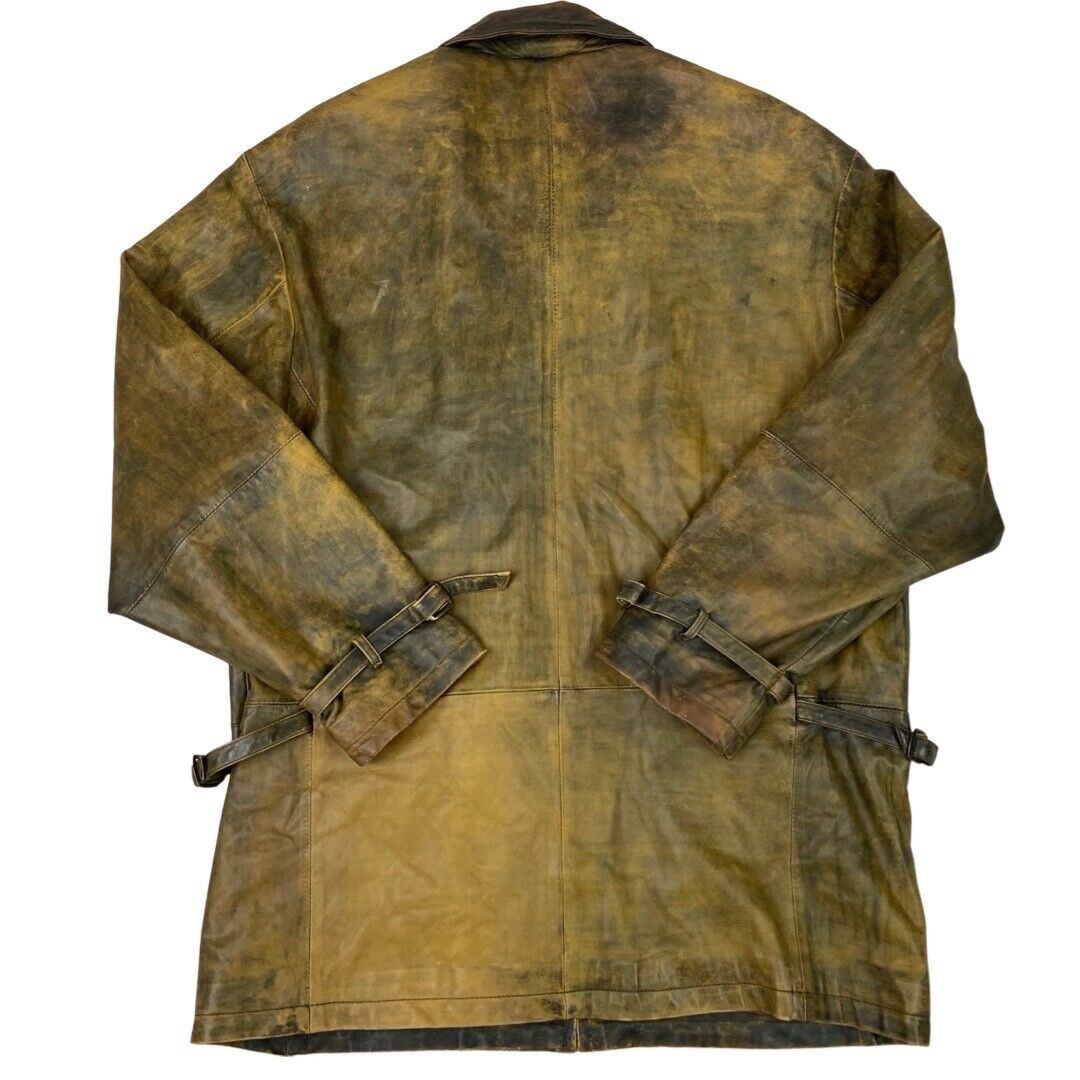 Vintage 90s Brown Multi-toned Leather Zip Down Jacket L