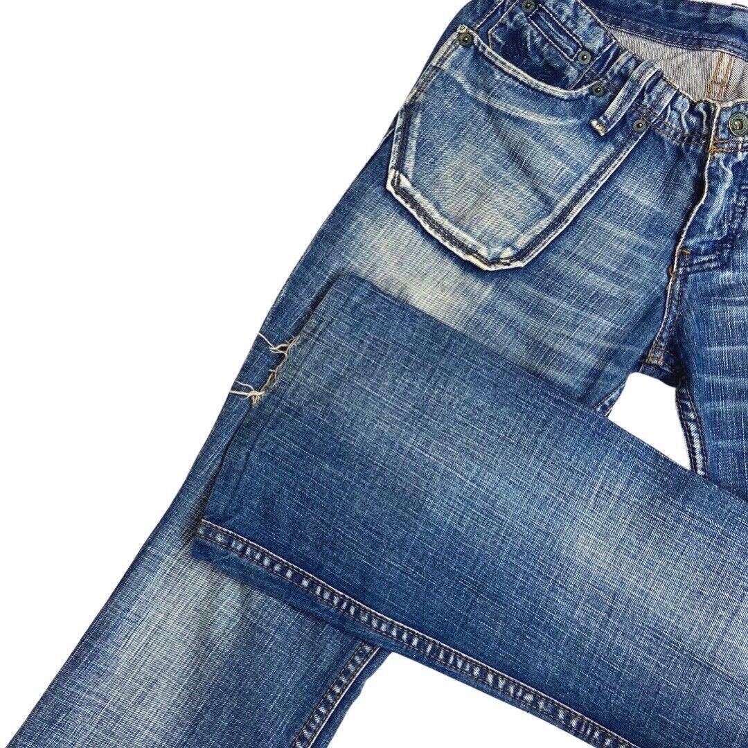 Vintage 90s Y2K Blue Denim Flared Kaporals Low Rise Embroidered Jeans 8 10 S