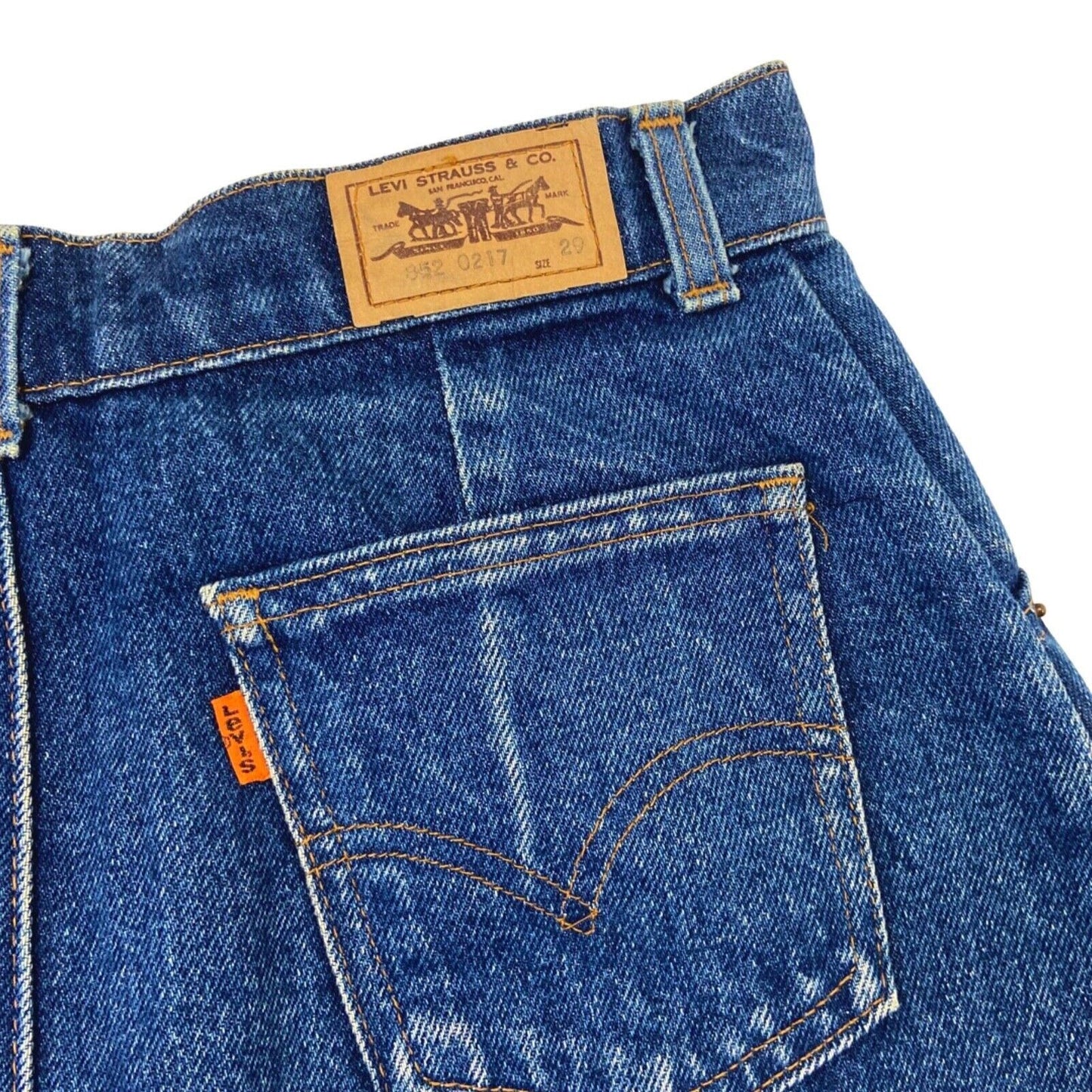 Vintage 70s Orange Tab Levi’s Denim Mini Skirt 8 10 S