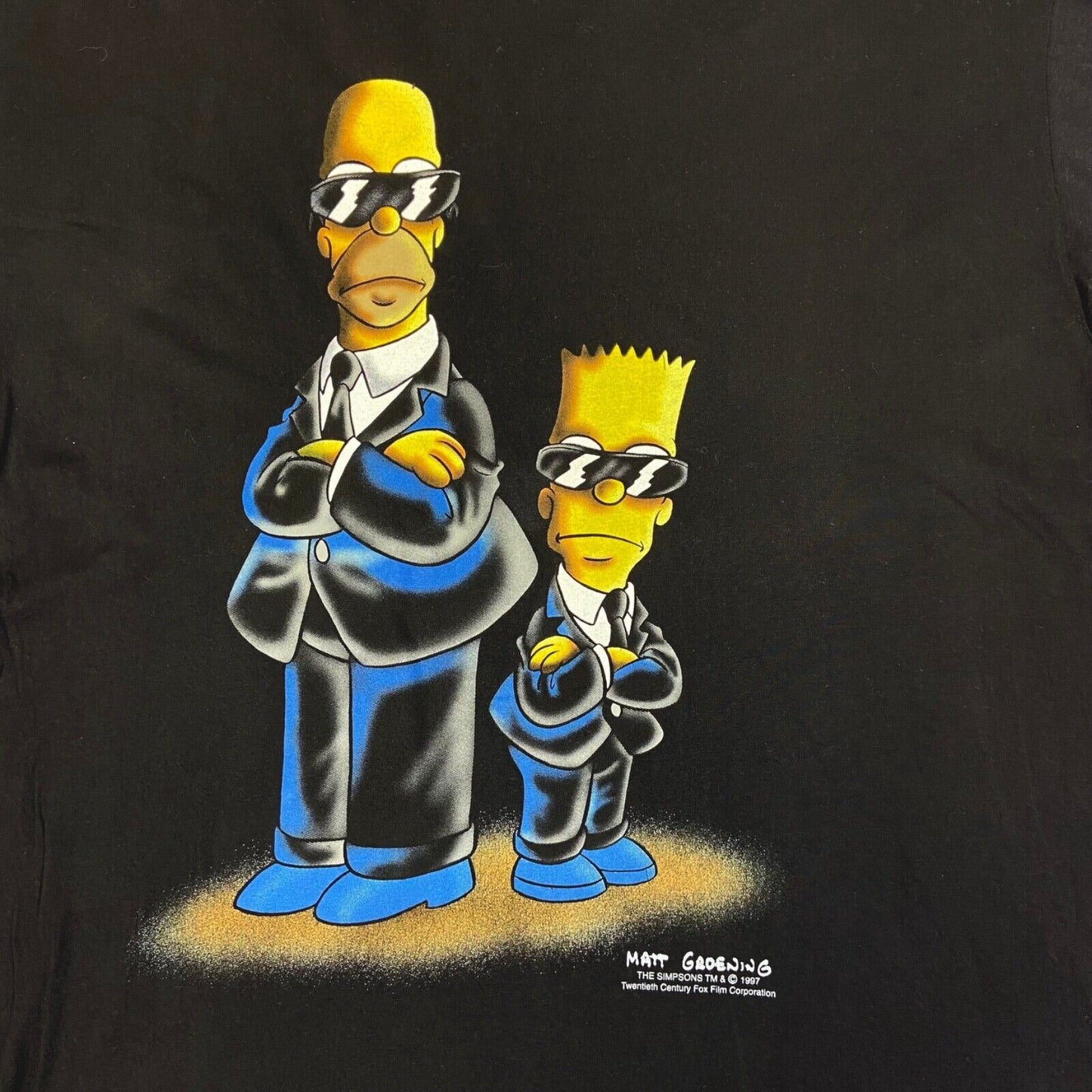 Vintage Rare 1997 Black Homer And Bart Simpson T-shirt L