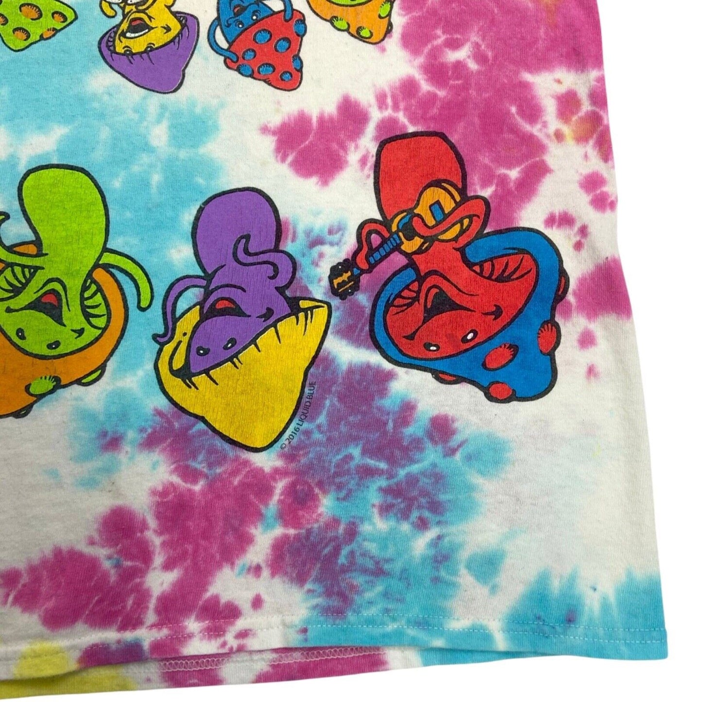 2016 Liquid Blue Tie Dye Dancing Mushrooms T-Shirt L