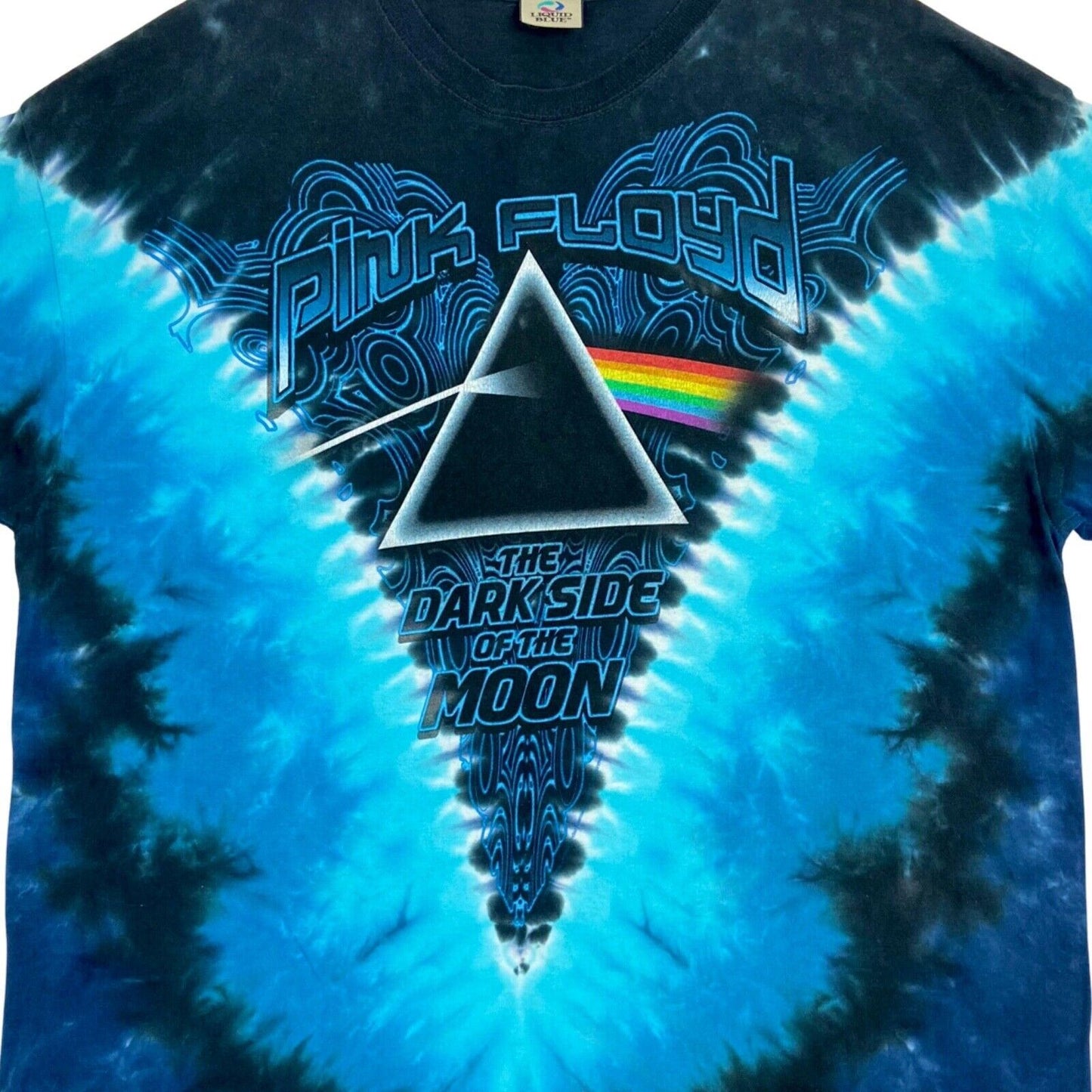 2000s Liquid Blue Tie-dye Blue Pink Floyd Dark Side Of The Moon T-shirt XXL