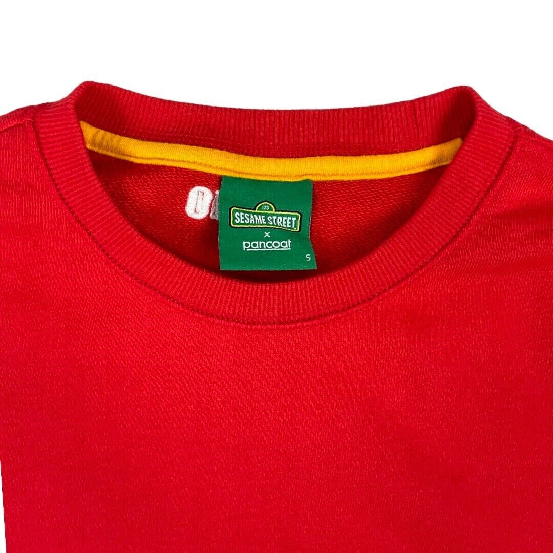 Vintage 90s 00s Red Sesame Street x Pancoat Elmo Crew Neck Jumper S
