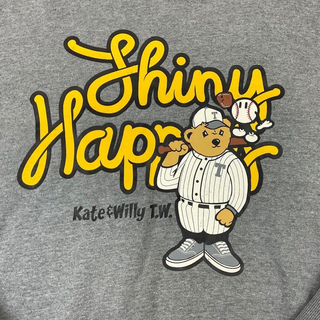 Vintage 00s 90s Grey Teenie Weenie Baseball Bear Crew Neck Jumper M