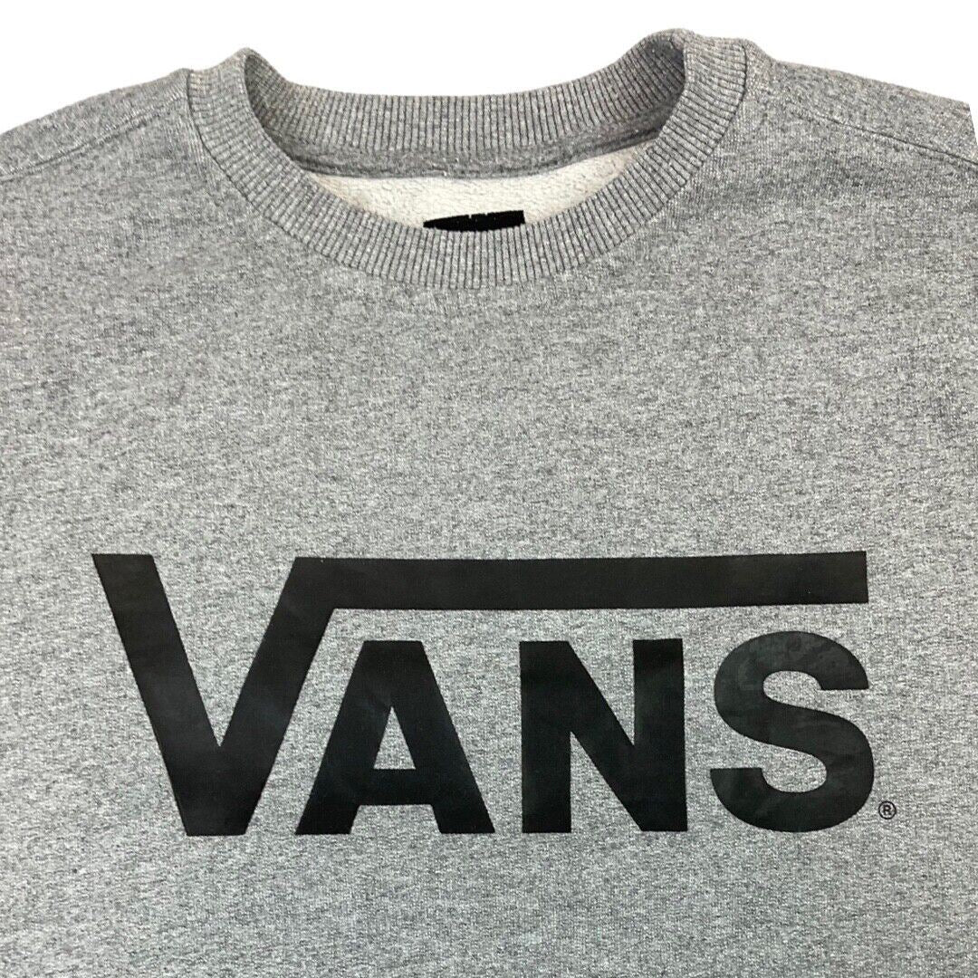 Vintage 90s 00s Grey Vans Skateboard Spell Out Logo Slim Fit Crew Neck Jumper S