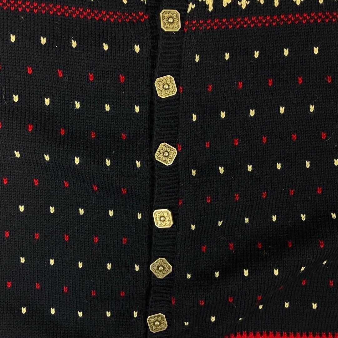 Vintage 80s 90s Blue Scandinavian Norwegian Style Patterned Knit Cardigan 16