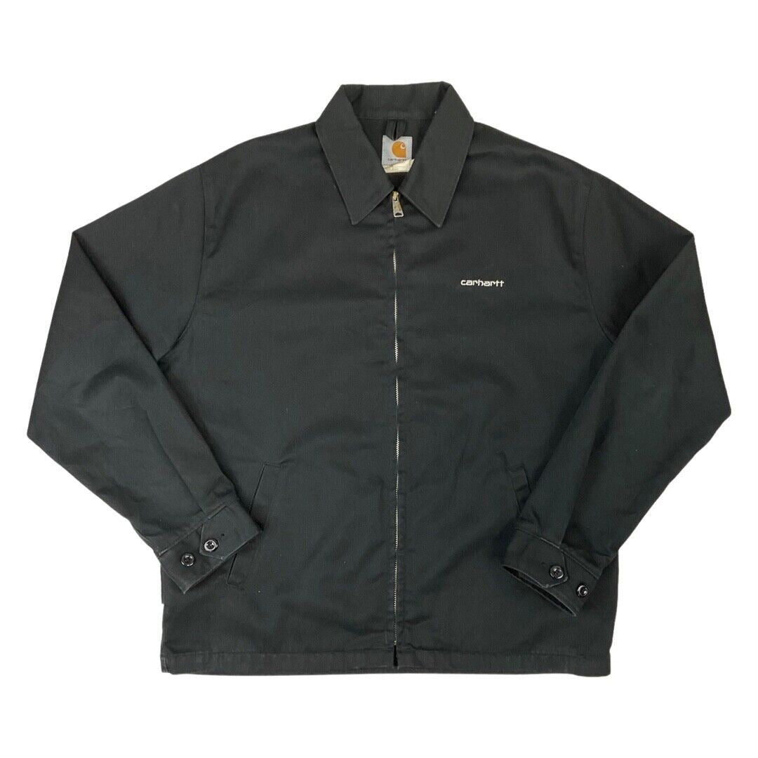 Vintage 00s Black Carhartt Embroidered Zip-Up Harrington Worker Jacket L