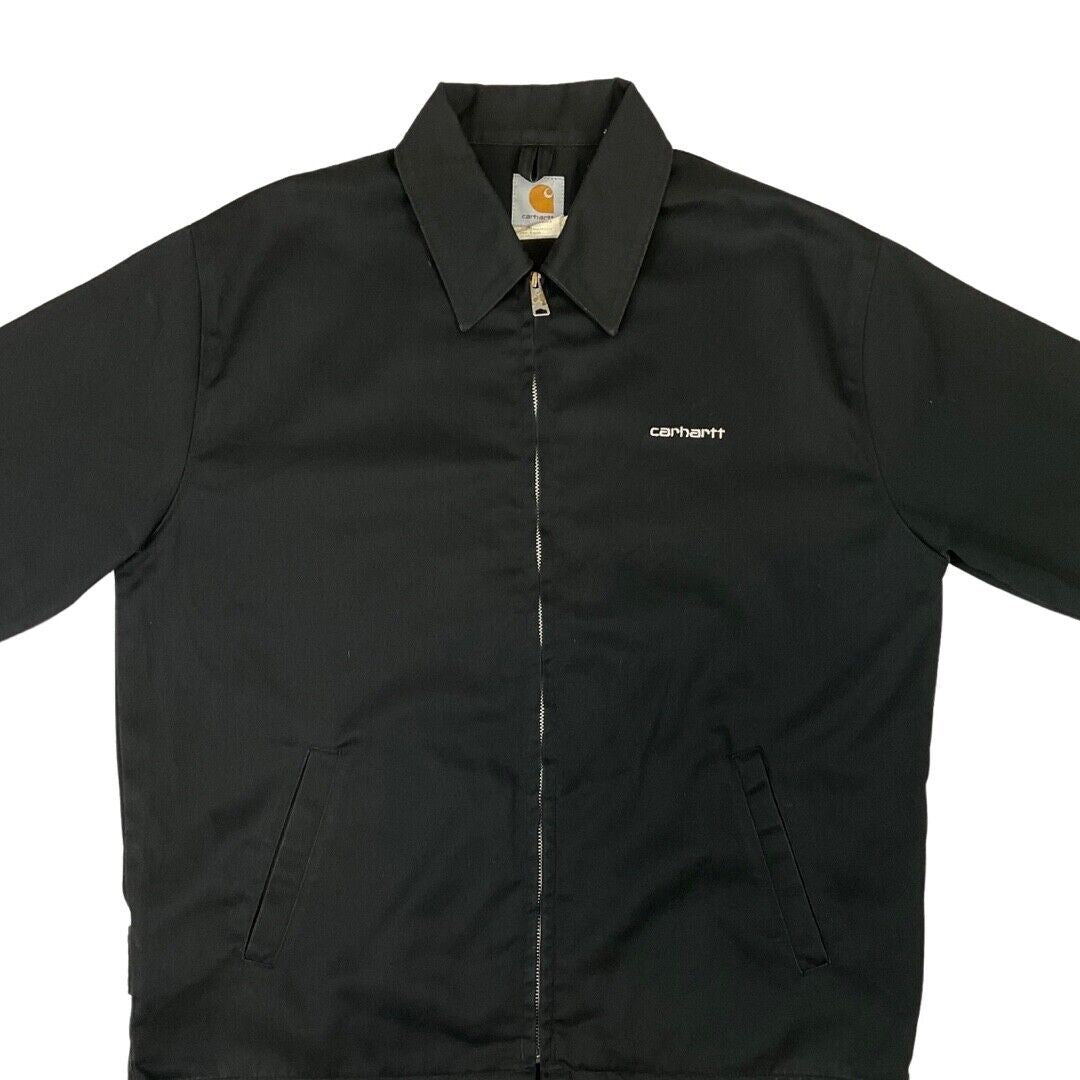 Vintage 00s Black Carhartt Embroidered Zip-Up Harrington Worker Jacket L