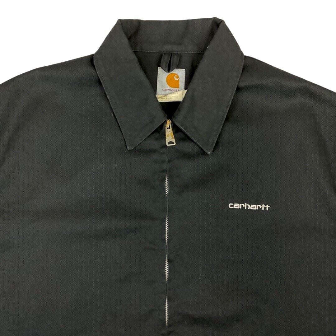 Vintage 00s Black Carhartt Embroidered Zip-Up Harrington Worker Jacket L