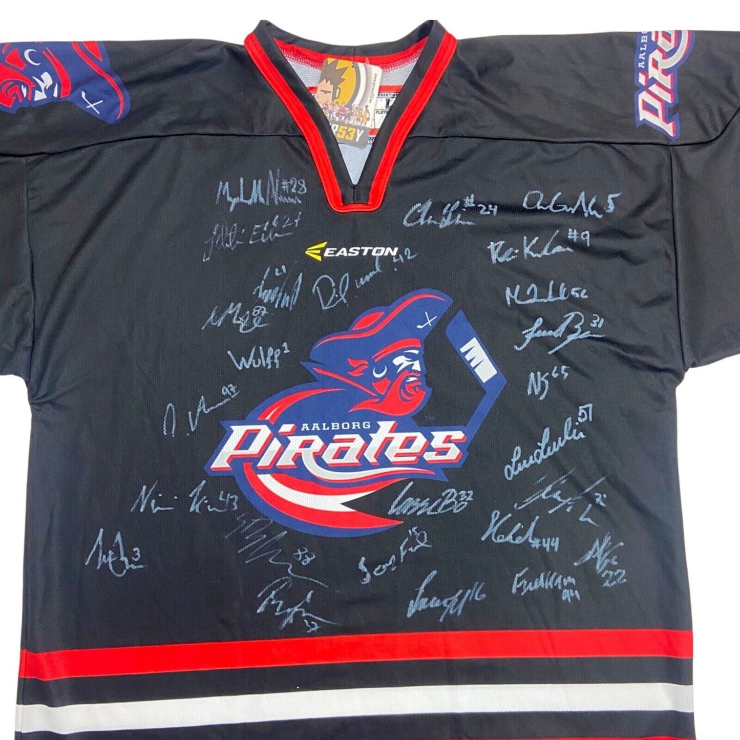 Vintage 90s 00s Black Red Signed Aalborg Pirates Jersey XL