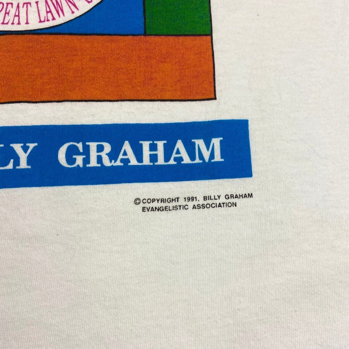 Vintage 1991 White Billy Graham Central Park Graphic Print T-shirt L