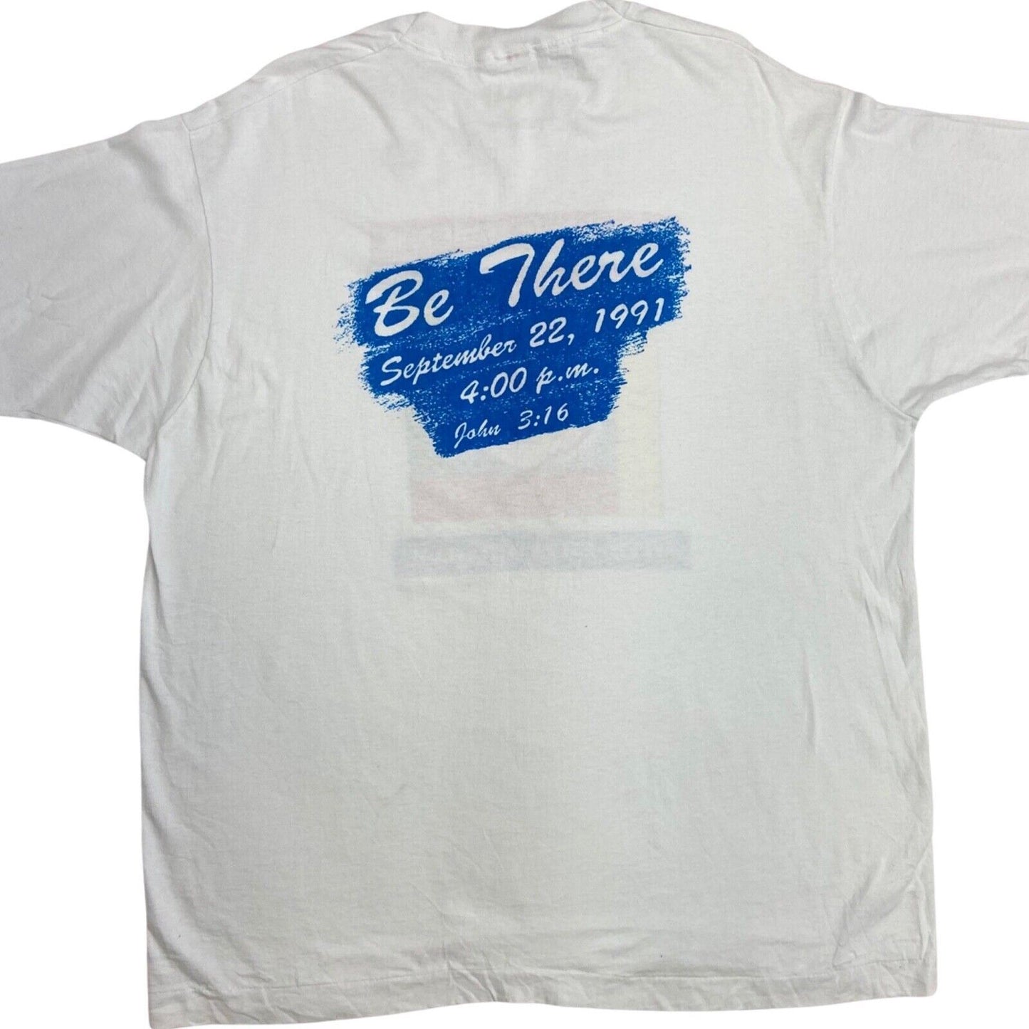 Vintage 1991 White Billy Graham Central Park Graphic Print T-shirt L