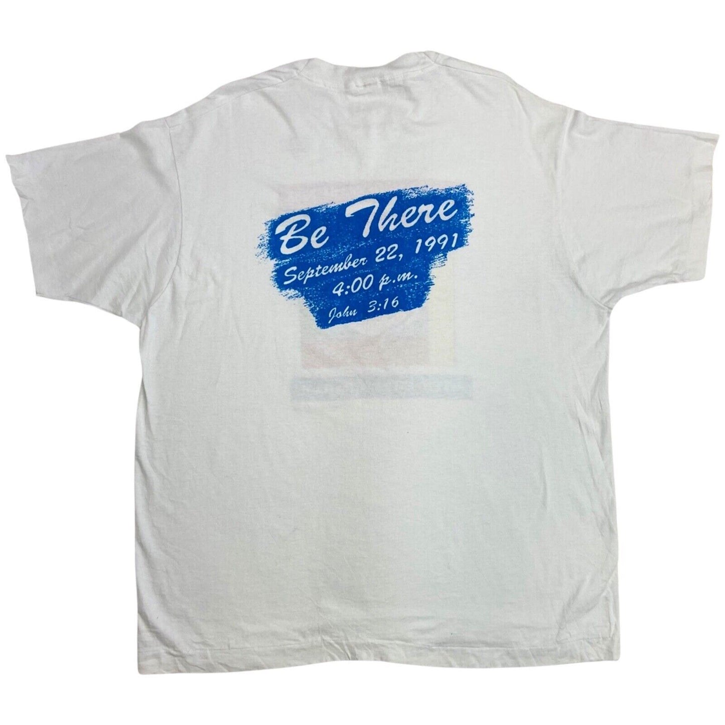 Vintage 1991 White Billy Graham Central Park Graphic Print T-shirt L