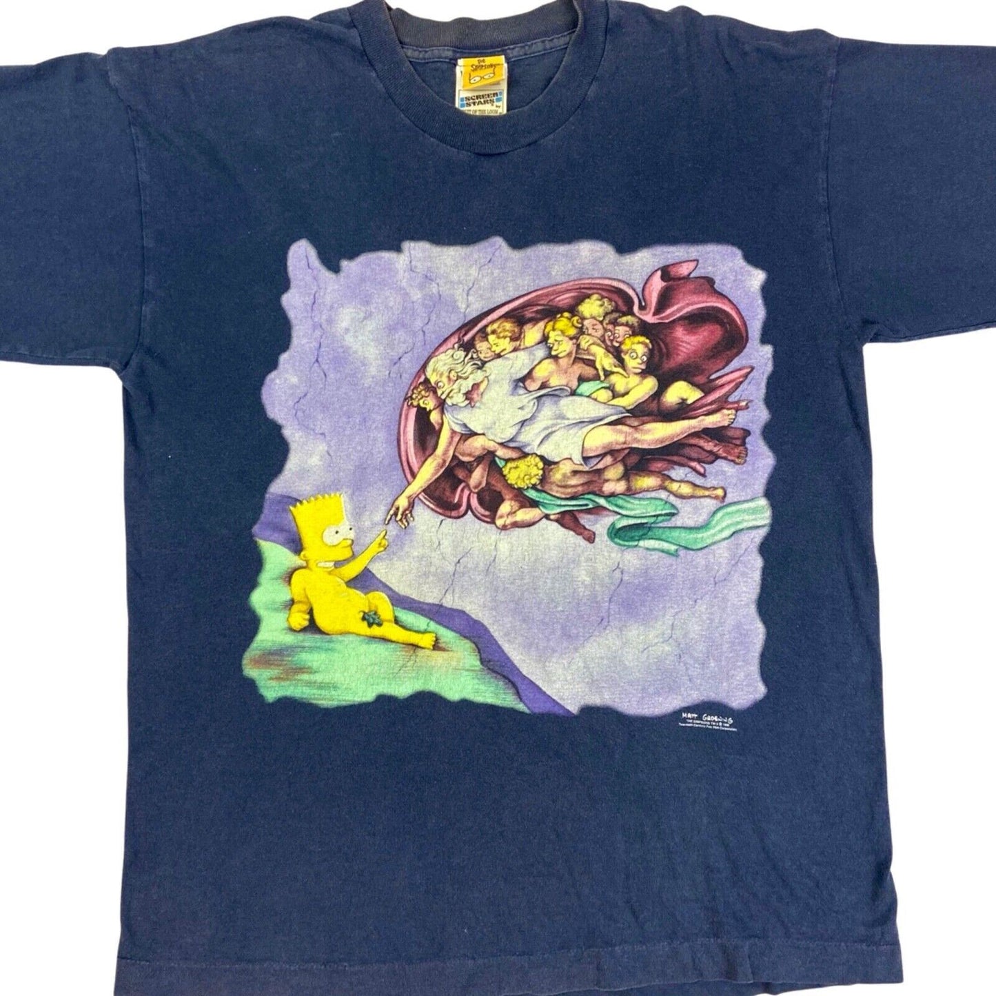 Vintage Blue 1999 Super Rare Simpsons Graphic Single Stitch T-shirt L