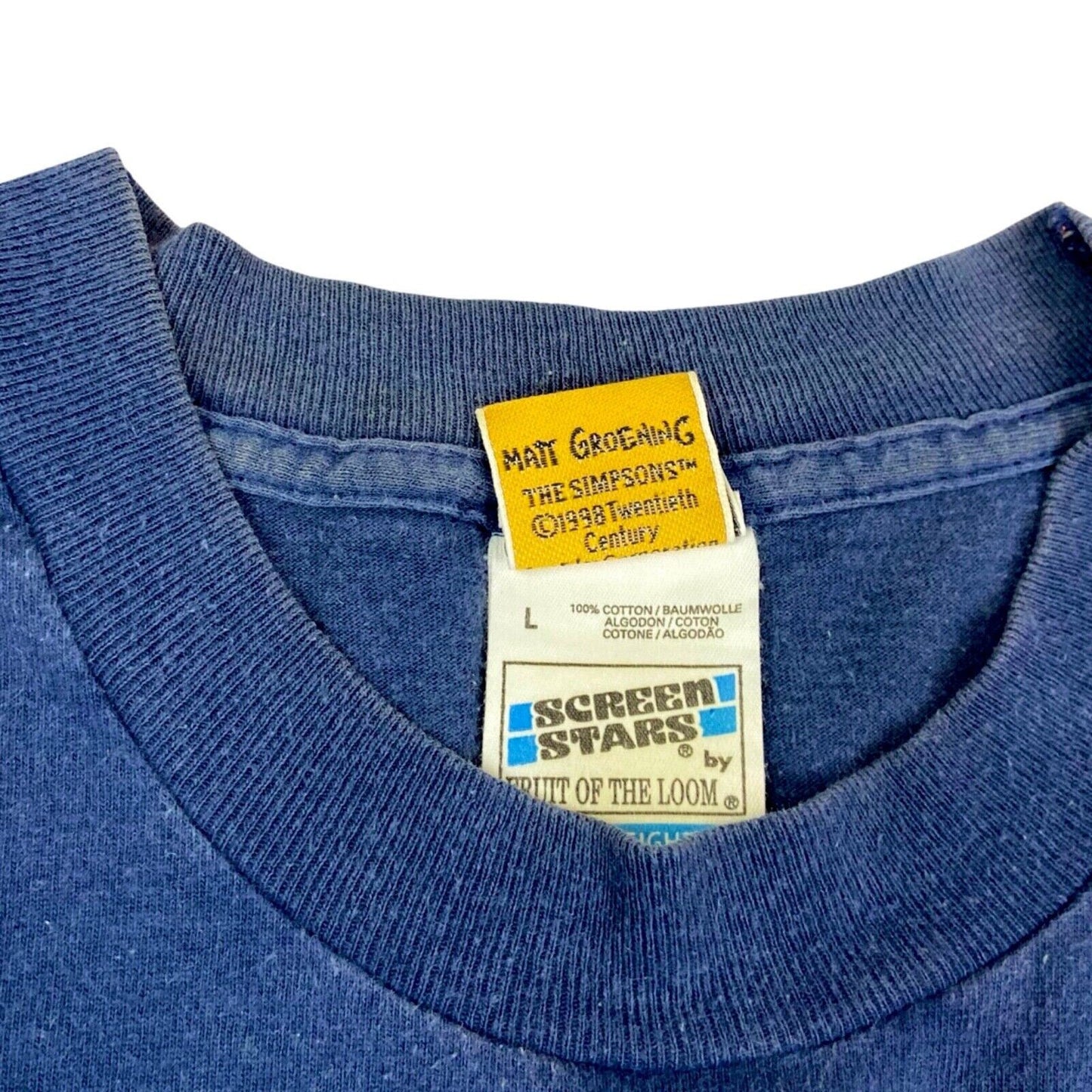 Vintage Blue 1999 Super Rare Simpsons Graphic Single Stitch T-shirt L